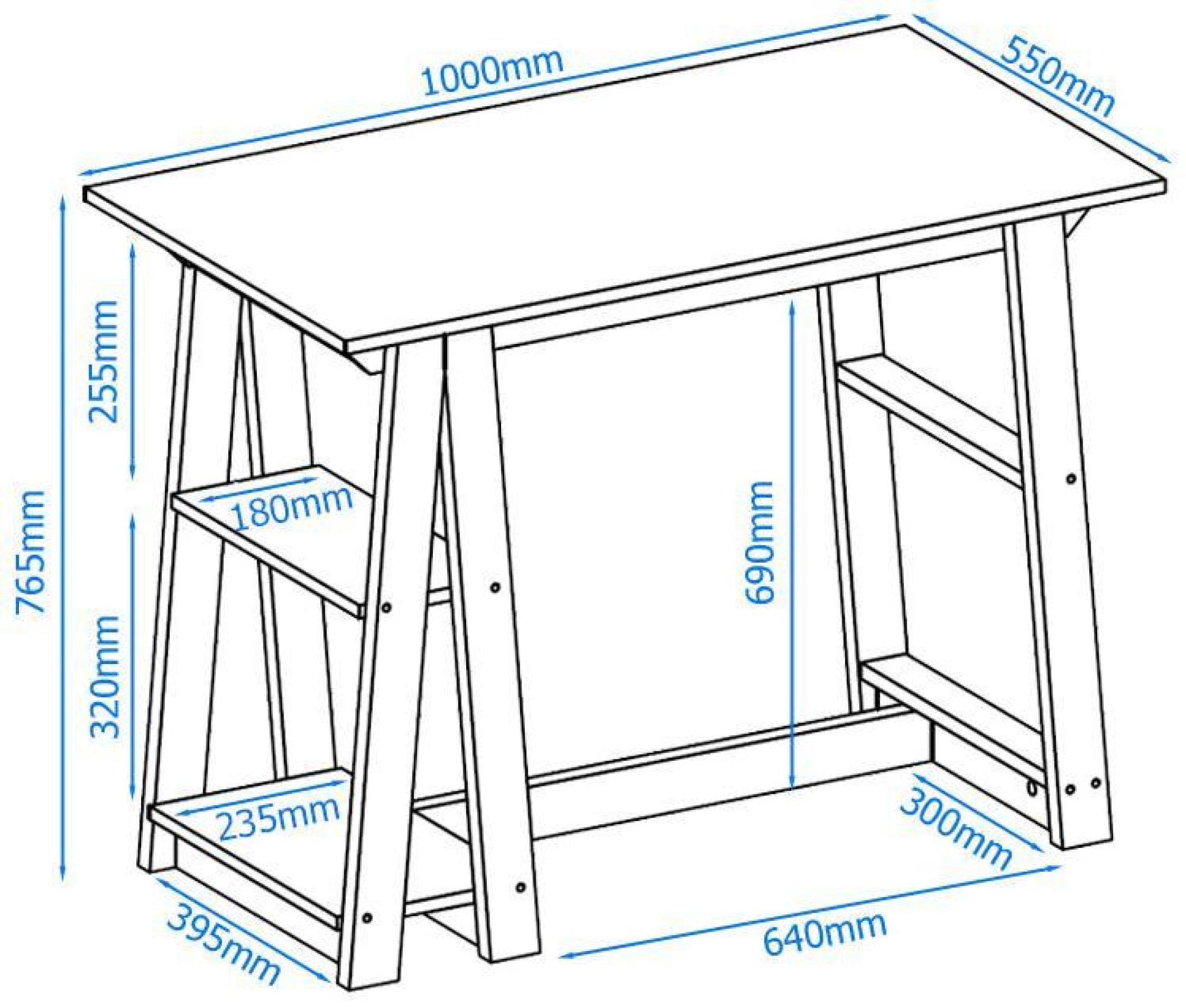 Penzance Study Desk - Oak & Black - AW3140