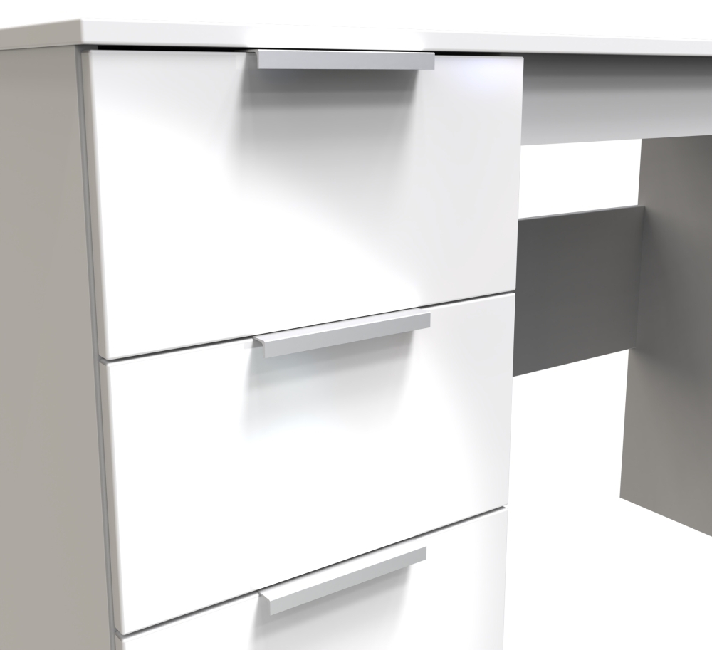 Plymouth Desk - 3 Drawer - White Gloss
