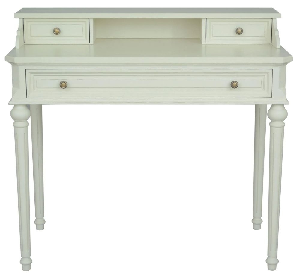 Solana French Lime White 3 Drawer Writing Desk