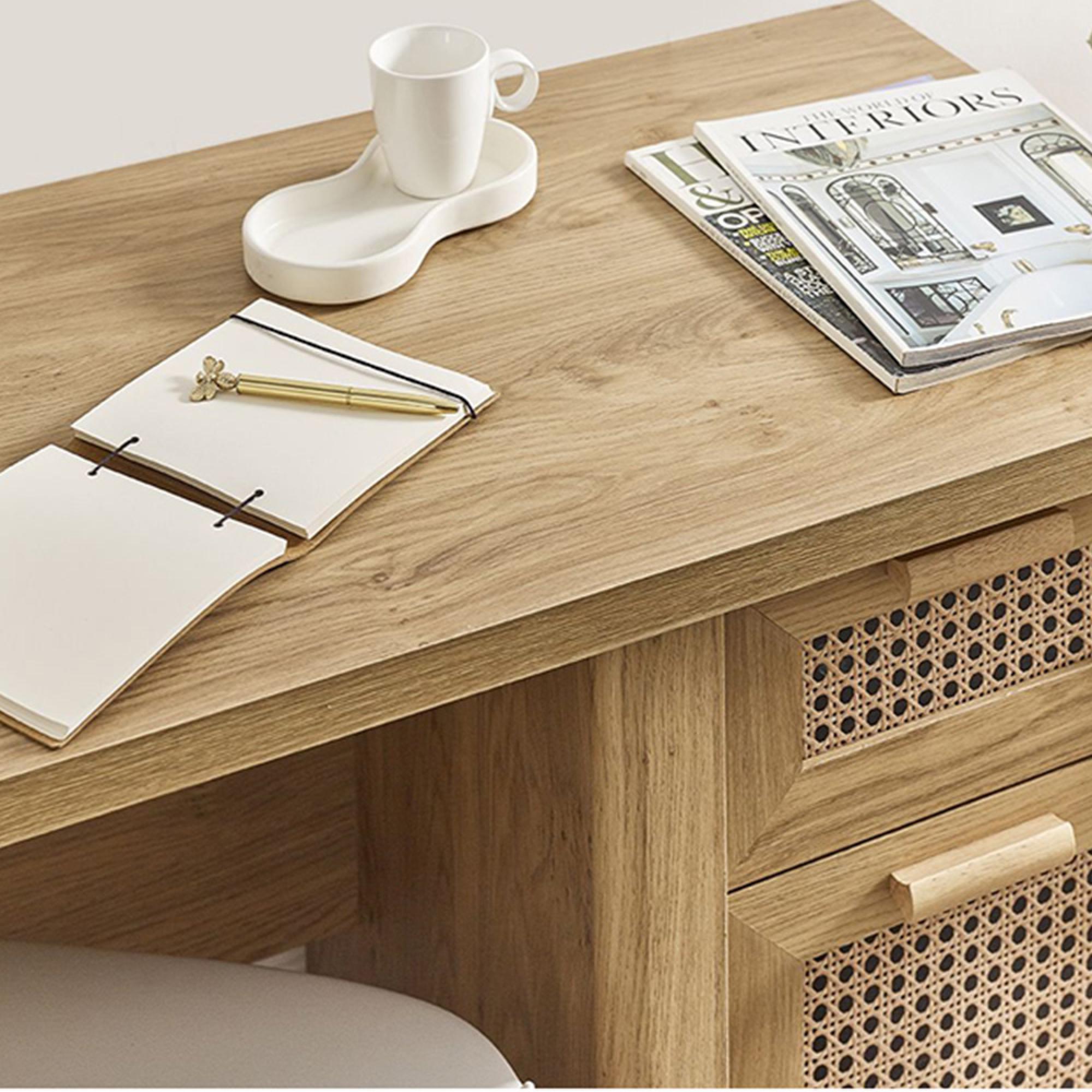 Sydney Desk - 1 Door - 1 Drawer - Faux Rattan