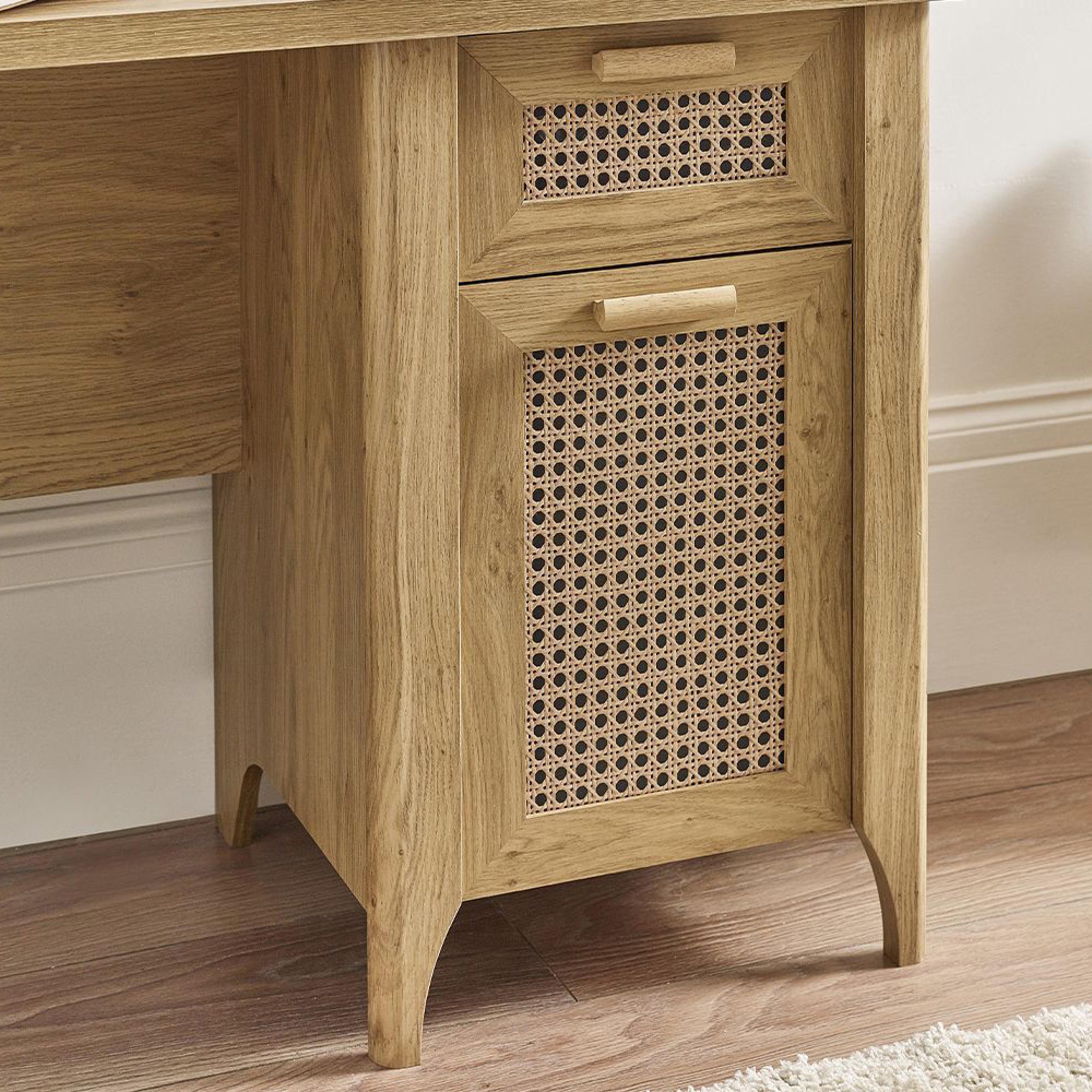 Sydney Desk - 1 Door - 1 Drawer - Faux Rattan