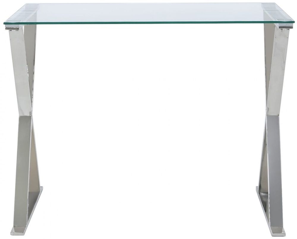 Taylor Desk - Cross Frame - Glass and Chrome