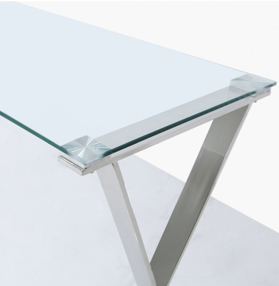 Taylor Desk - Cross Frame - Glass and Chrome