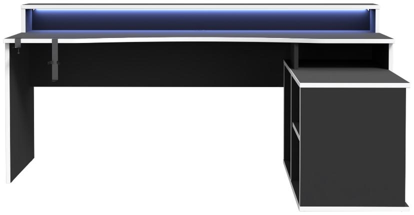 Tezaur Black 3 Shelves LED Light Gaming Desk