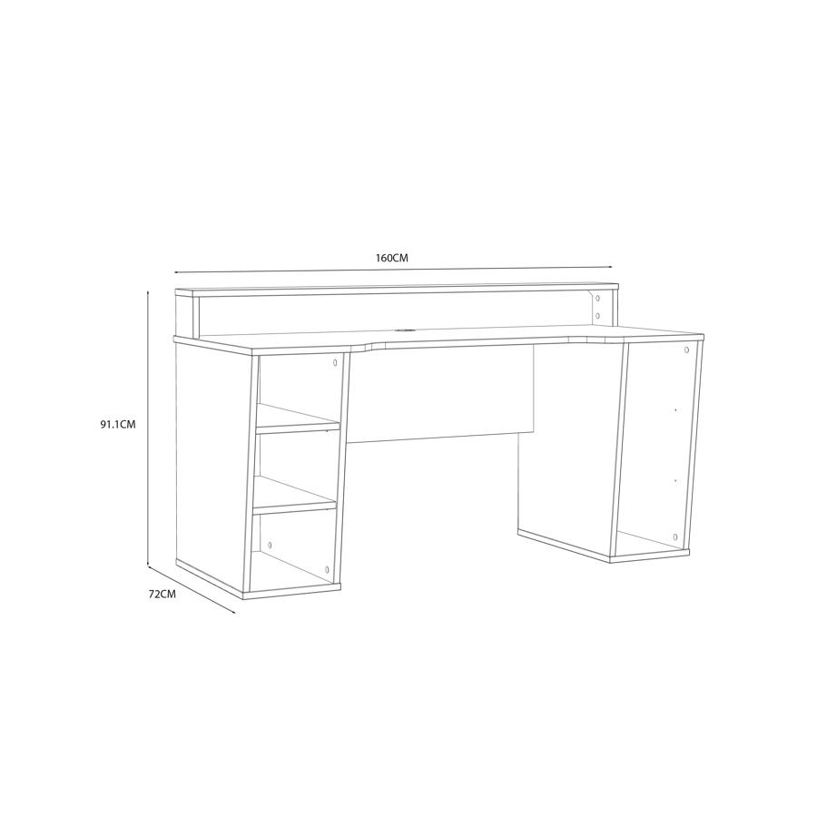 Tezaur Black LED Light Gaming Desk