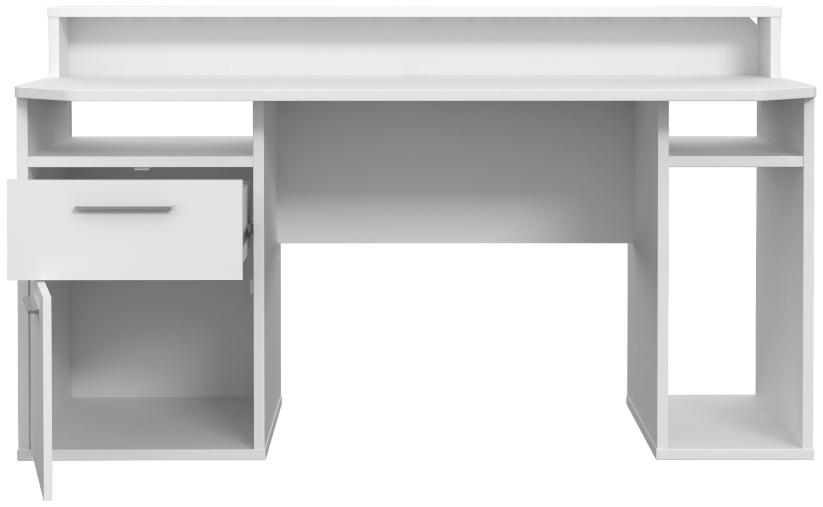Tezaur White 2 Drawer LED Light Gaming Desk