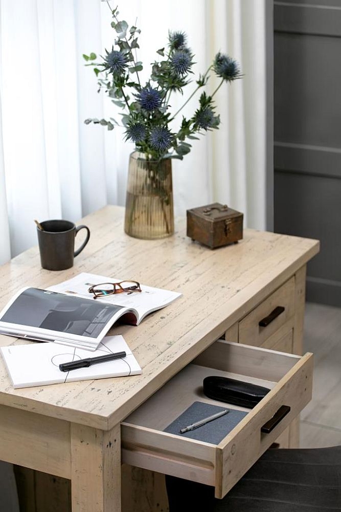 Washed Grey Reclaimed Pine Writing Desk