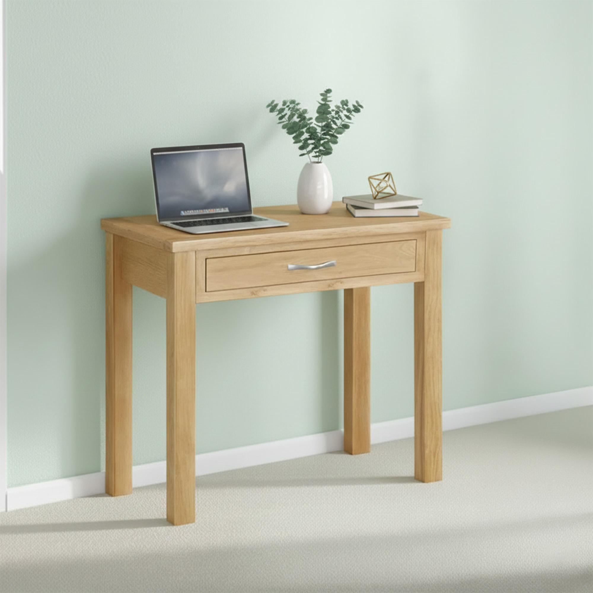 New Trinity Laptop Desk - 1 Drawer - Natural Oak