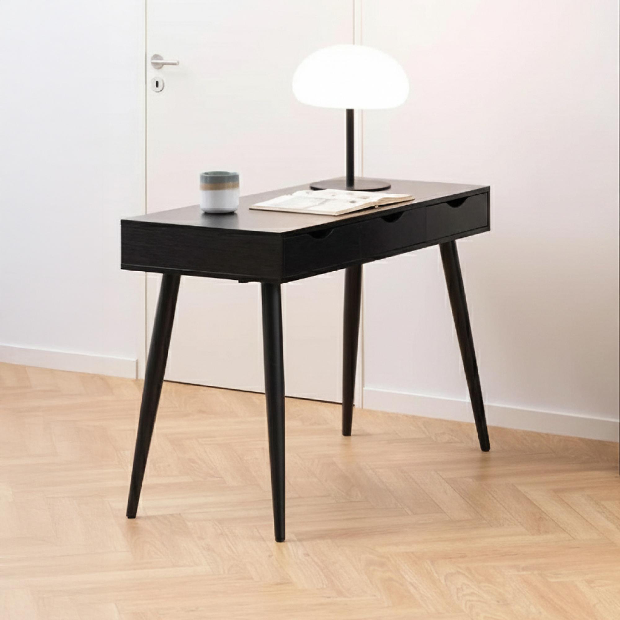 Neptun Office Desk - 3 Drawer - Black