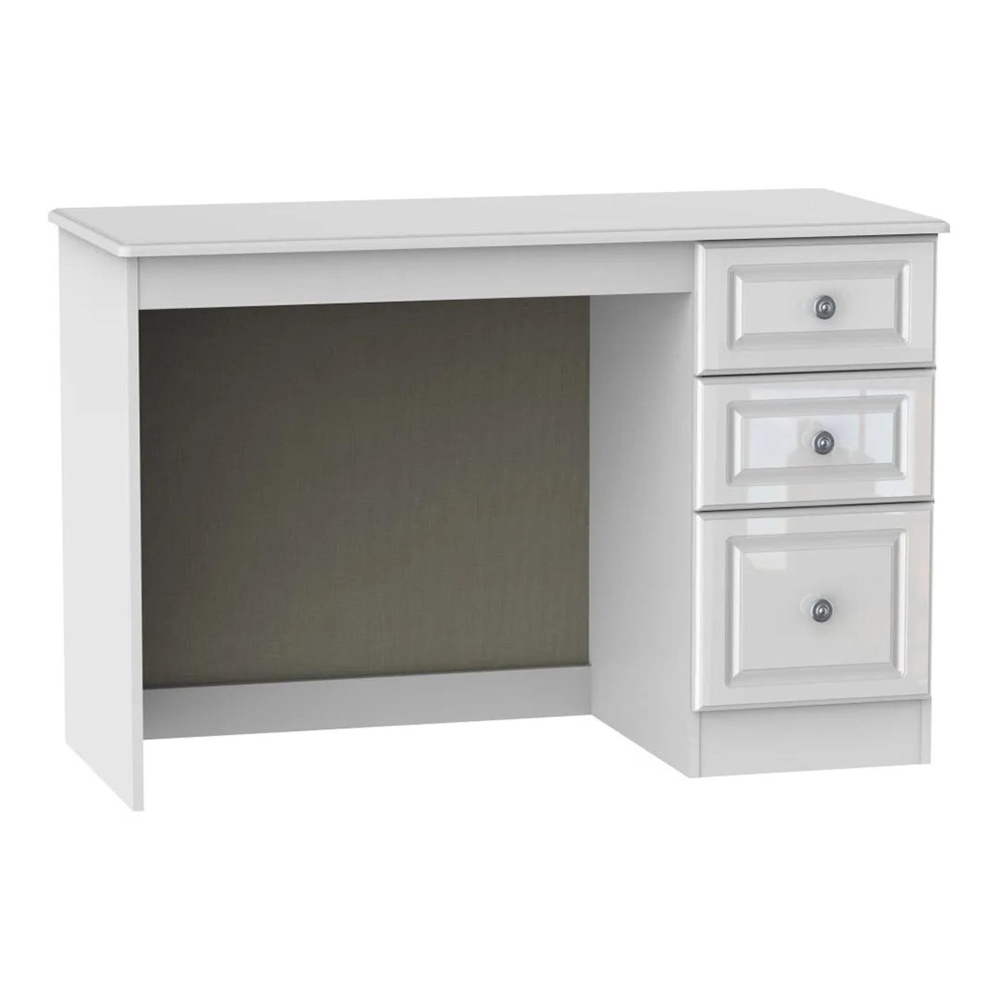 Pembroke Desk - 3 Drawer - White Gloss