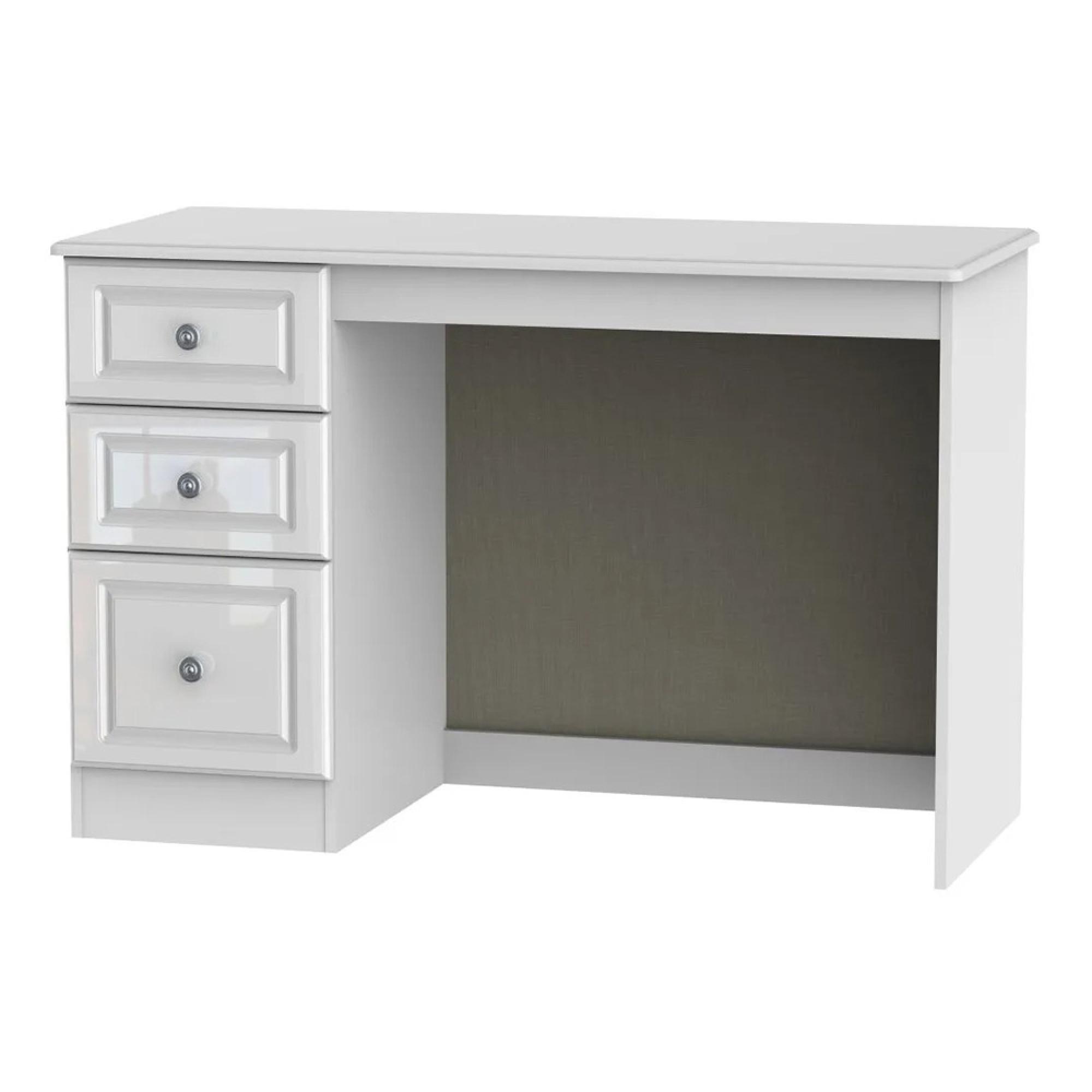 Pembroke Desk - 3 Drawer - White Gloss