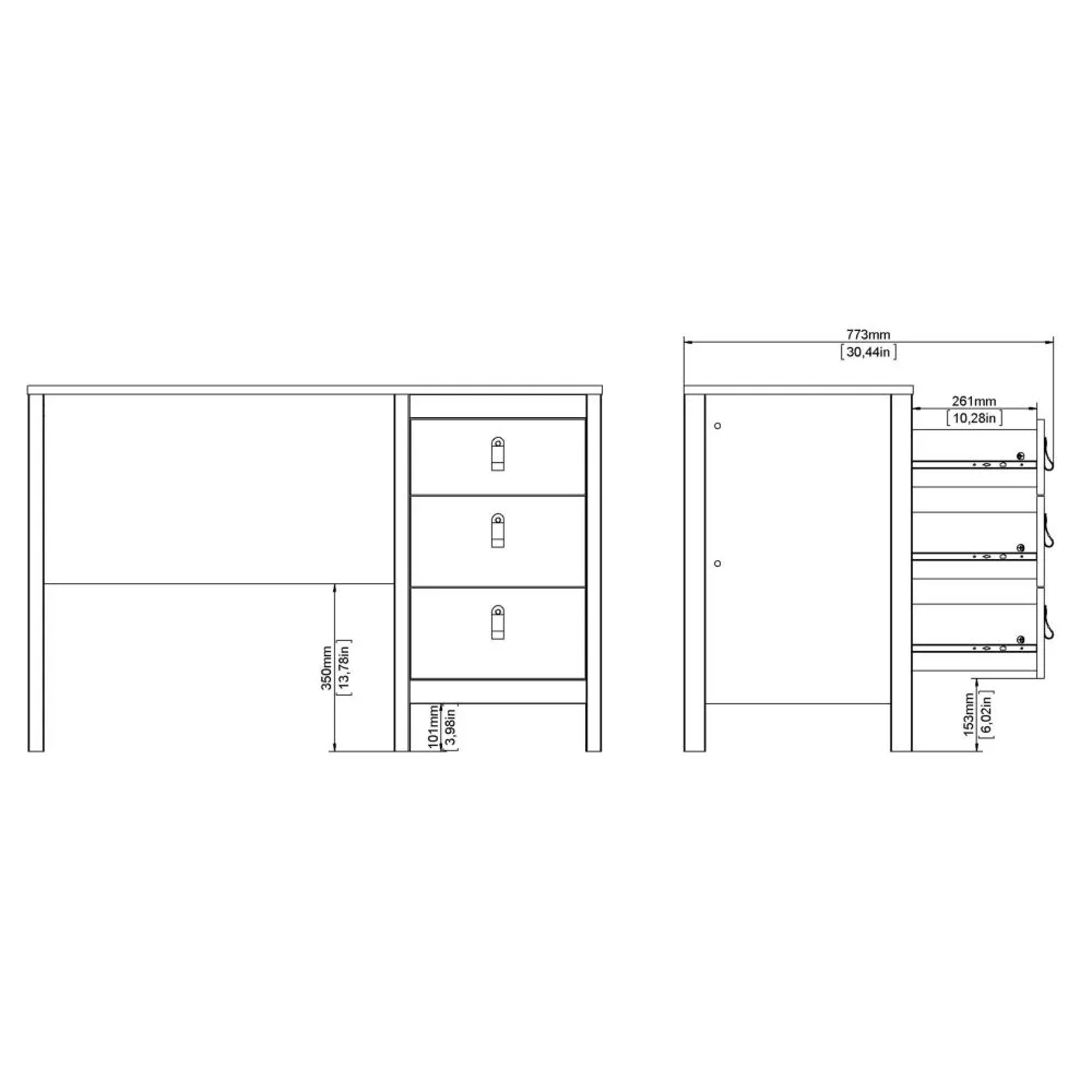 Clearance - Barcelona Desk - 3 Drawer - Black - A526