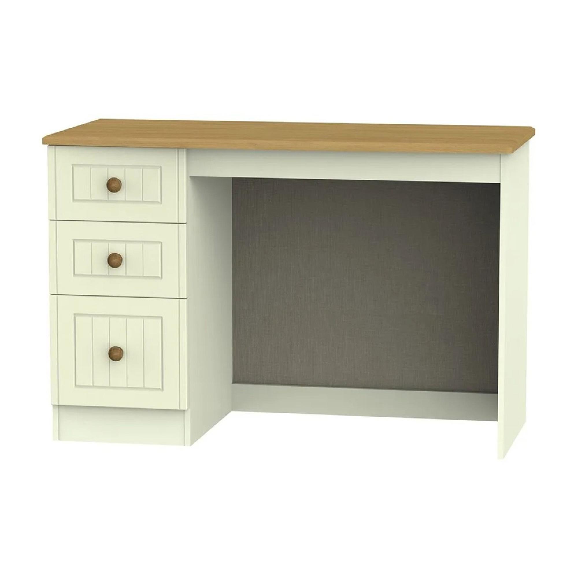 Warwick Desk - 3 Drawer - Cream and Oak