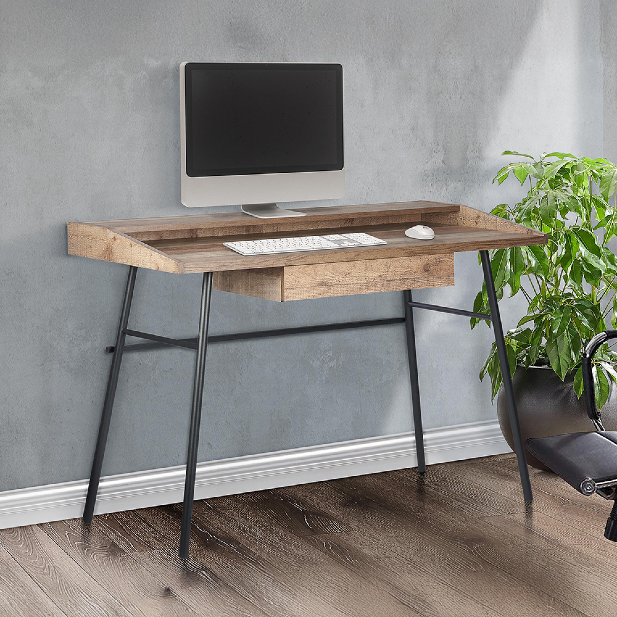 Urban Office Desk - Industrial Style - 1 Drawer - Rustic Wood