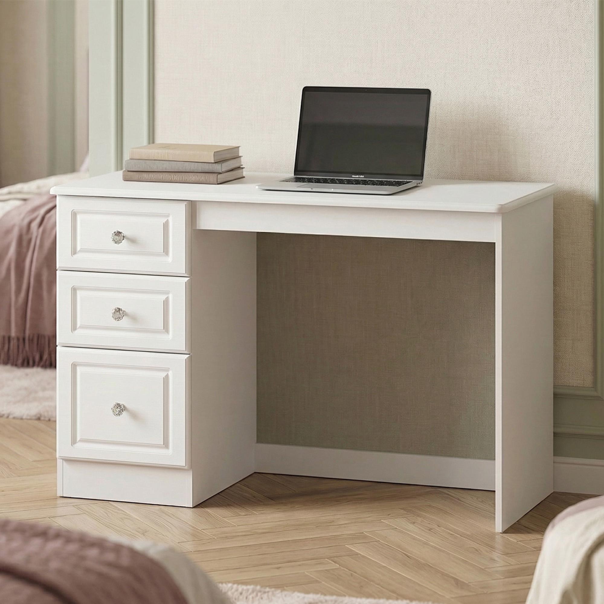 Crystal Desk - 3 Drawer - White