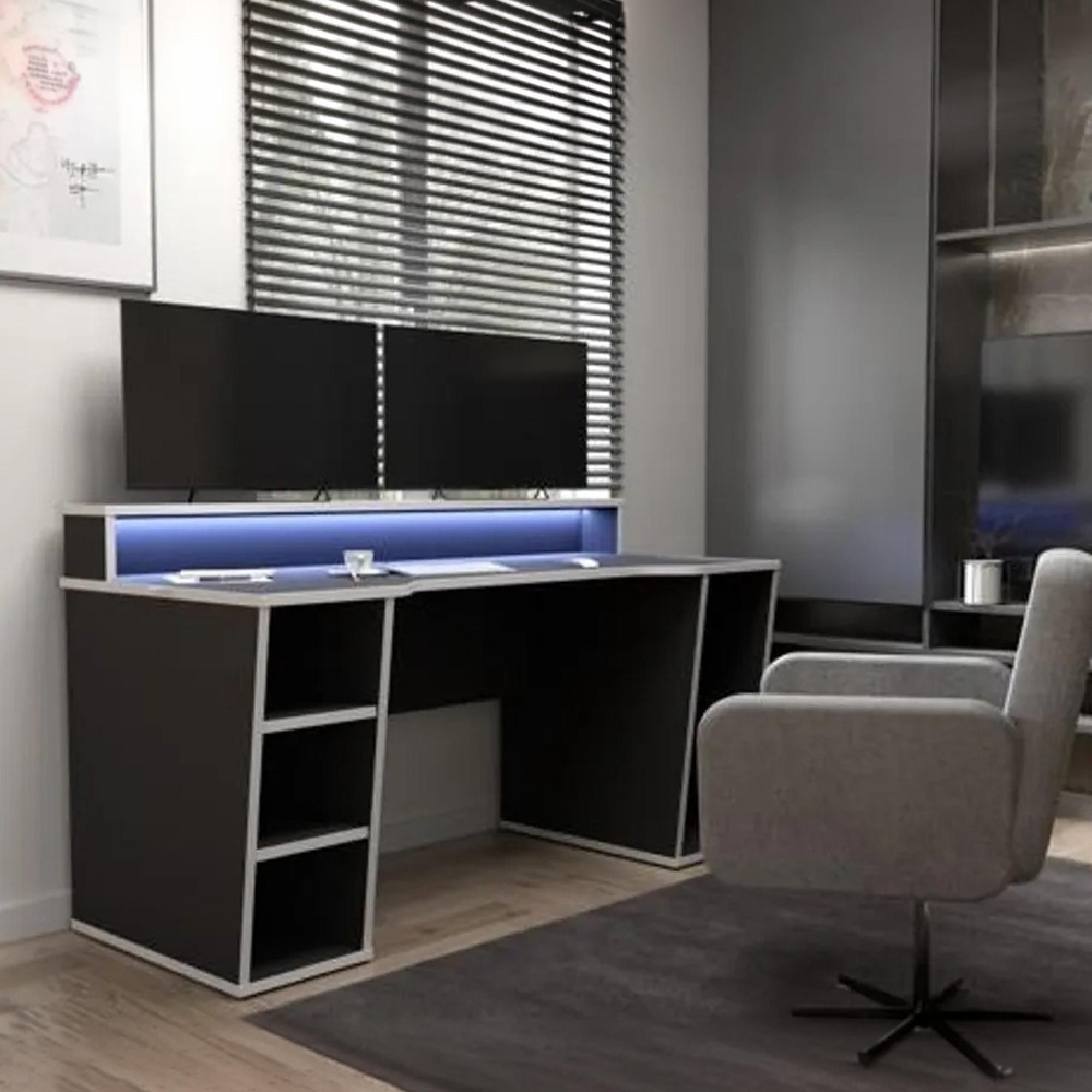 Tezaur Gaming Desk - LED Light - Black