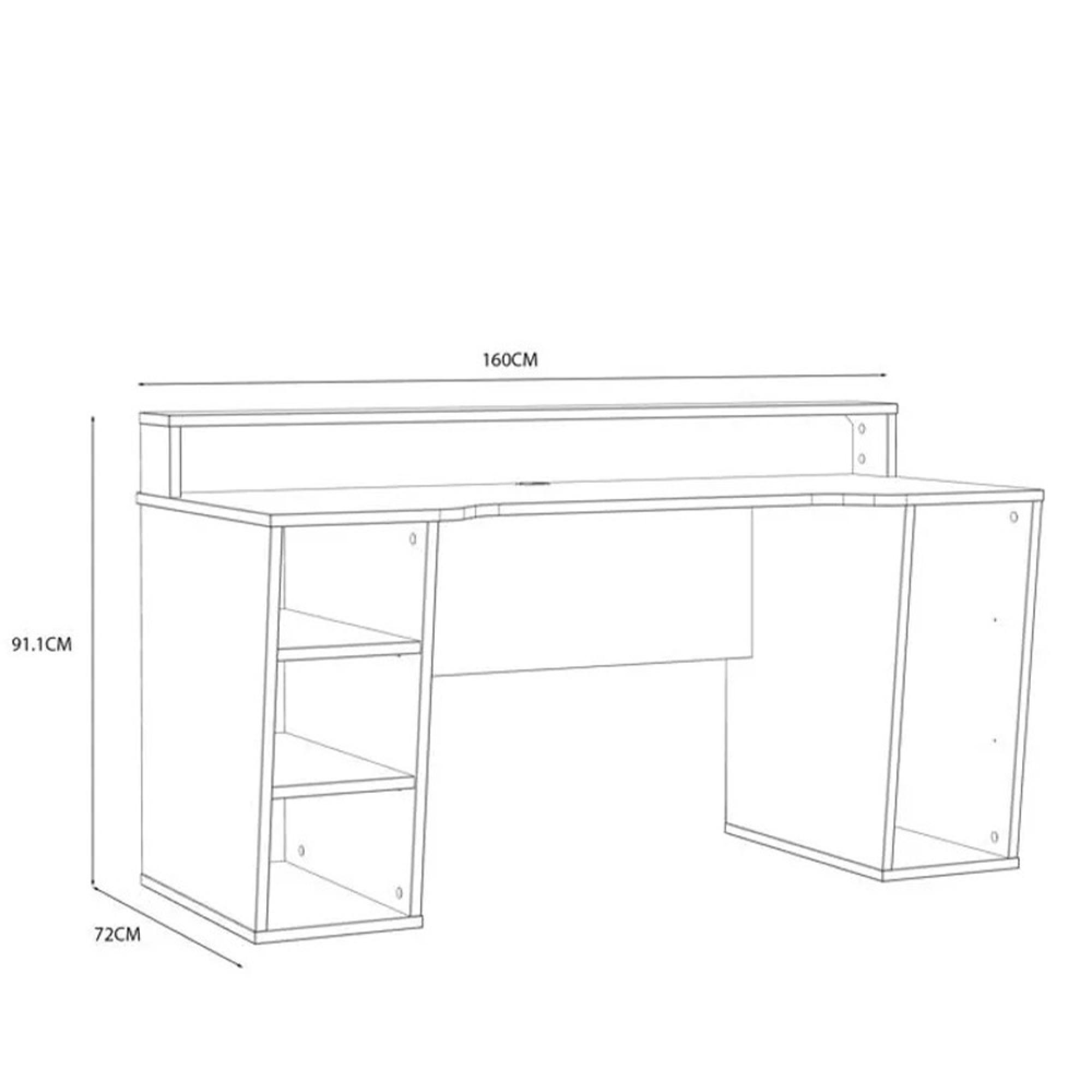 Tezaur Gaming Desk - LED Light - Black