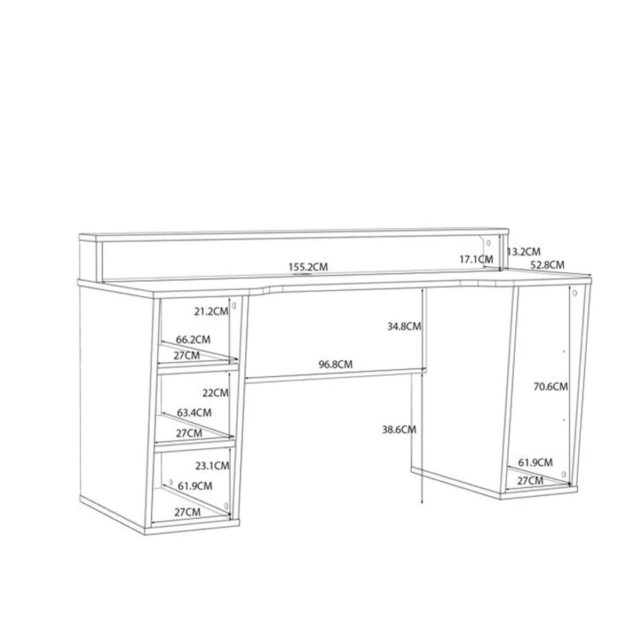 Tezaur Gaming Desk - LED Light - Black