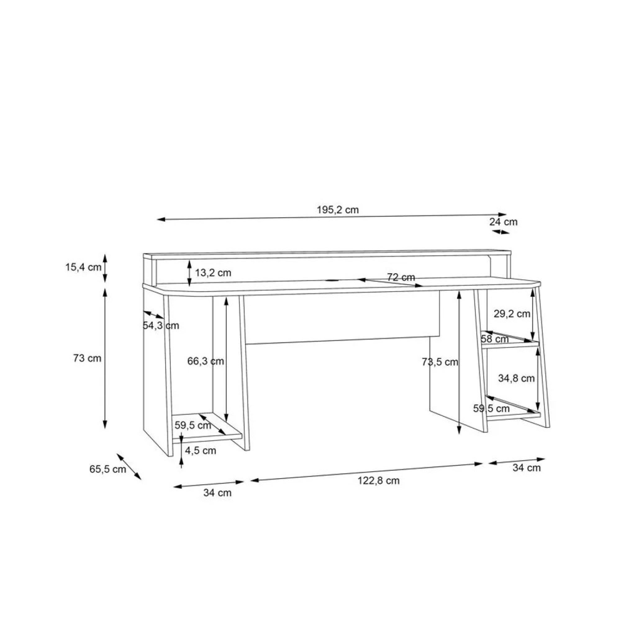 Tezaur Gaming Desk - LED Light - Black and Blue