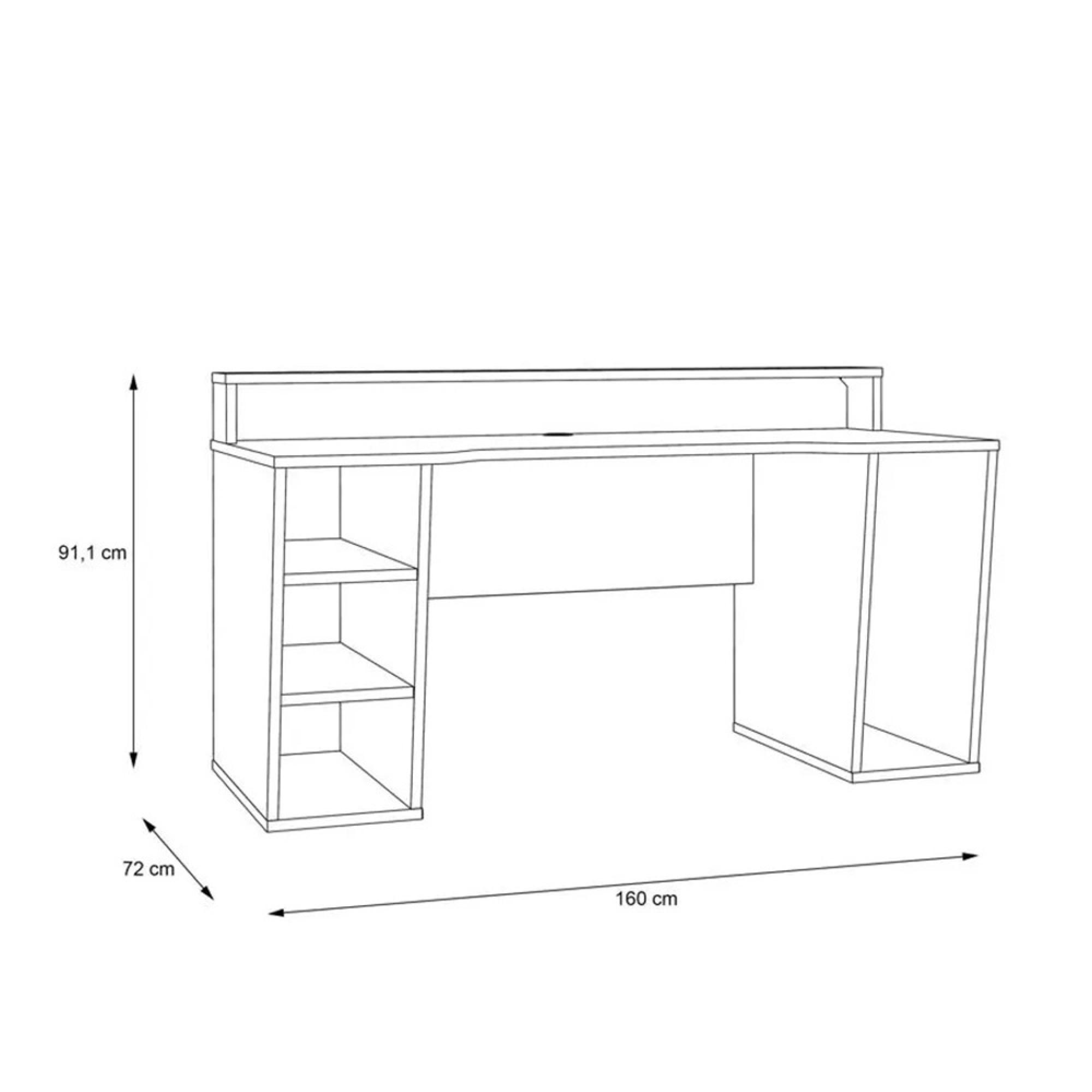 Tezaur Gaming Desk - LED Light - Black and Red