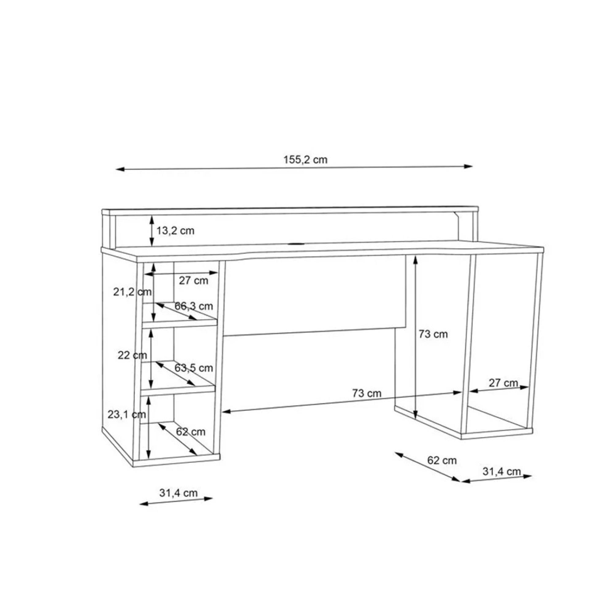 Tezaur Gaming Desk - LED Light - Black and Red