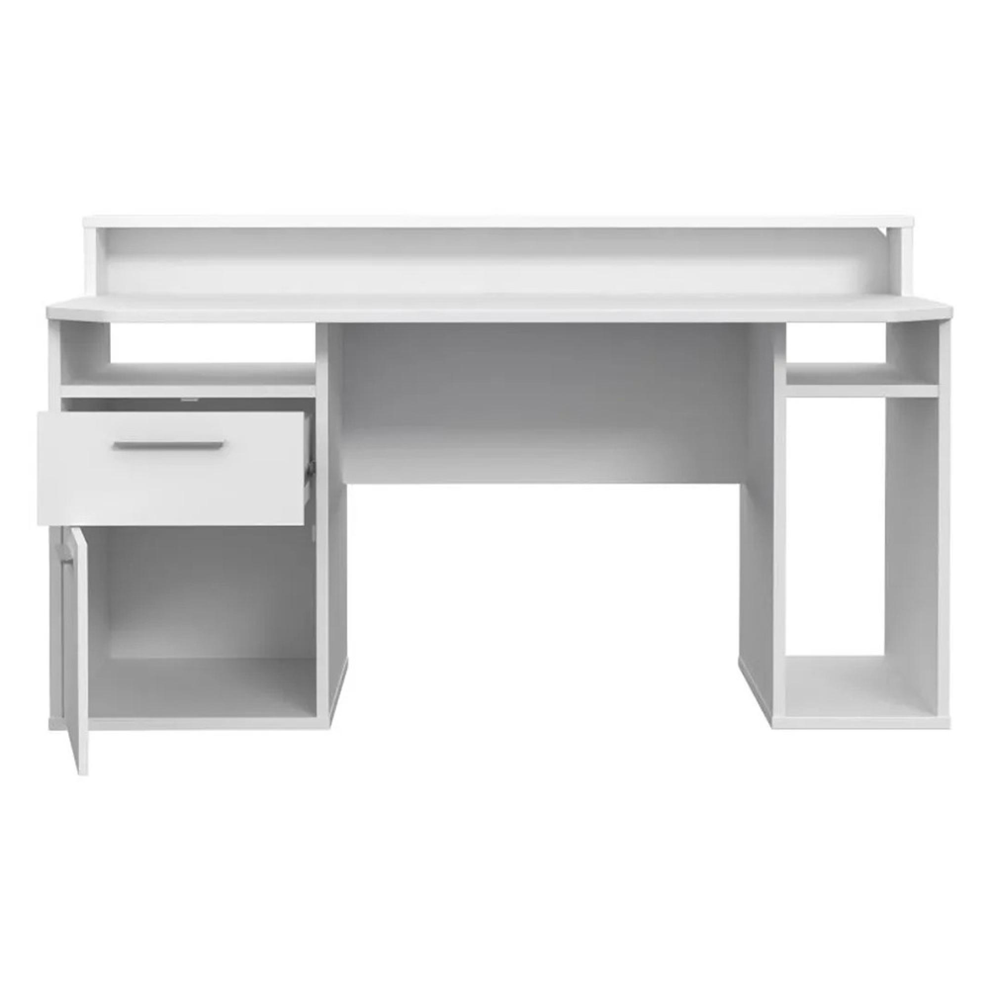 Tezaur Gaming Desk - 1 Door - 1 Drawer - LED Light - White