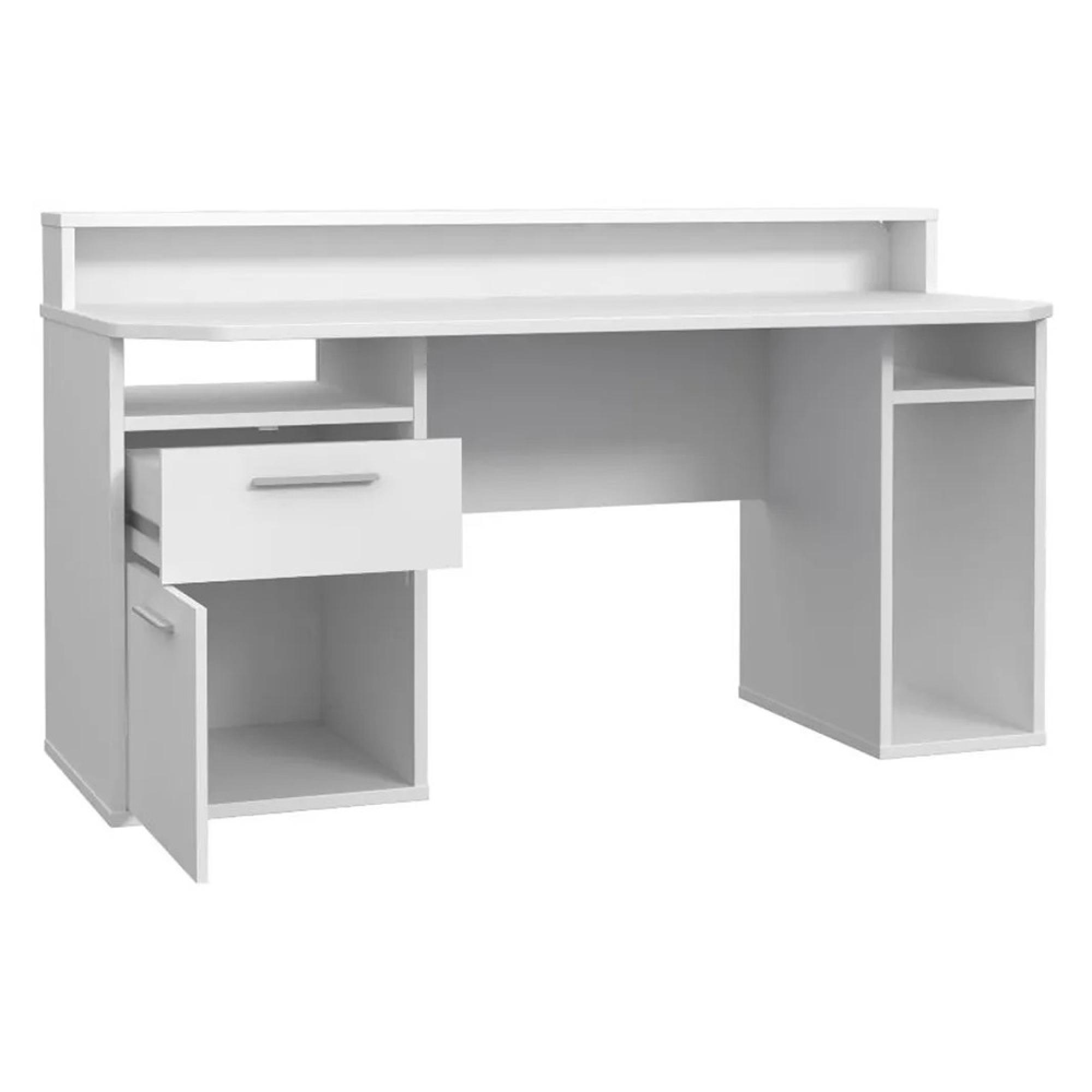 Tezaur Gaming Desk - 1 Door - 1 Drawer - LED Light - White