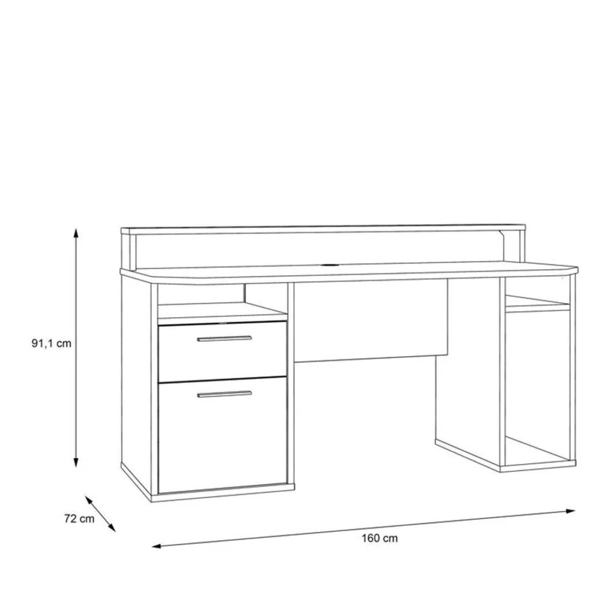 Tezaur Gaming Desk - 1 Door - 1 Drawer - LED Light - White