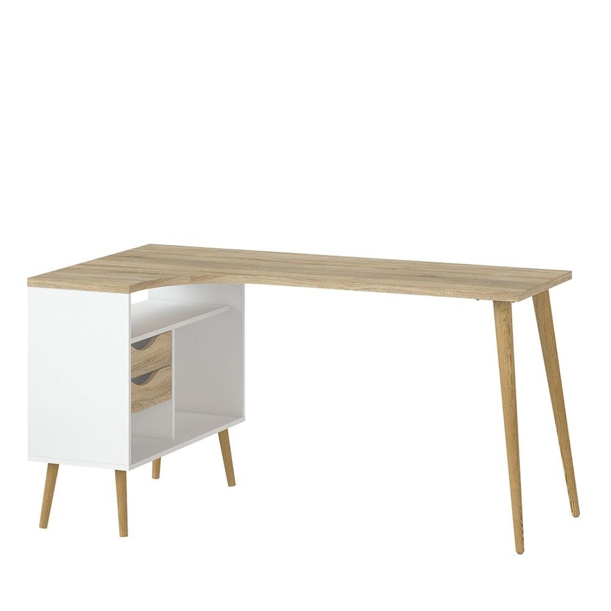Oslo Desk - 2 Drawer - White and Oak