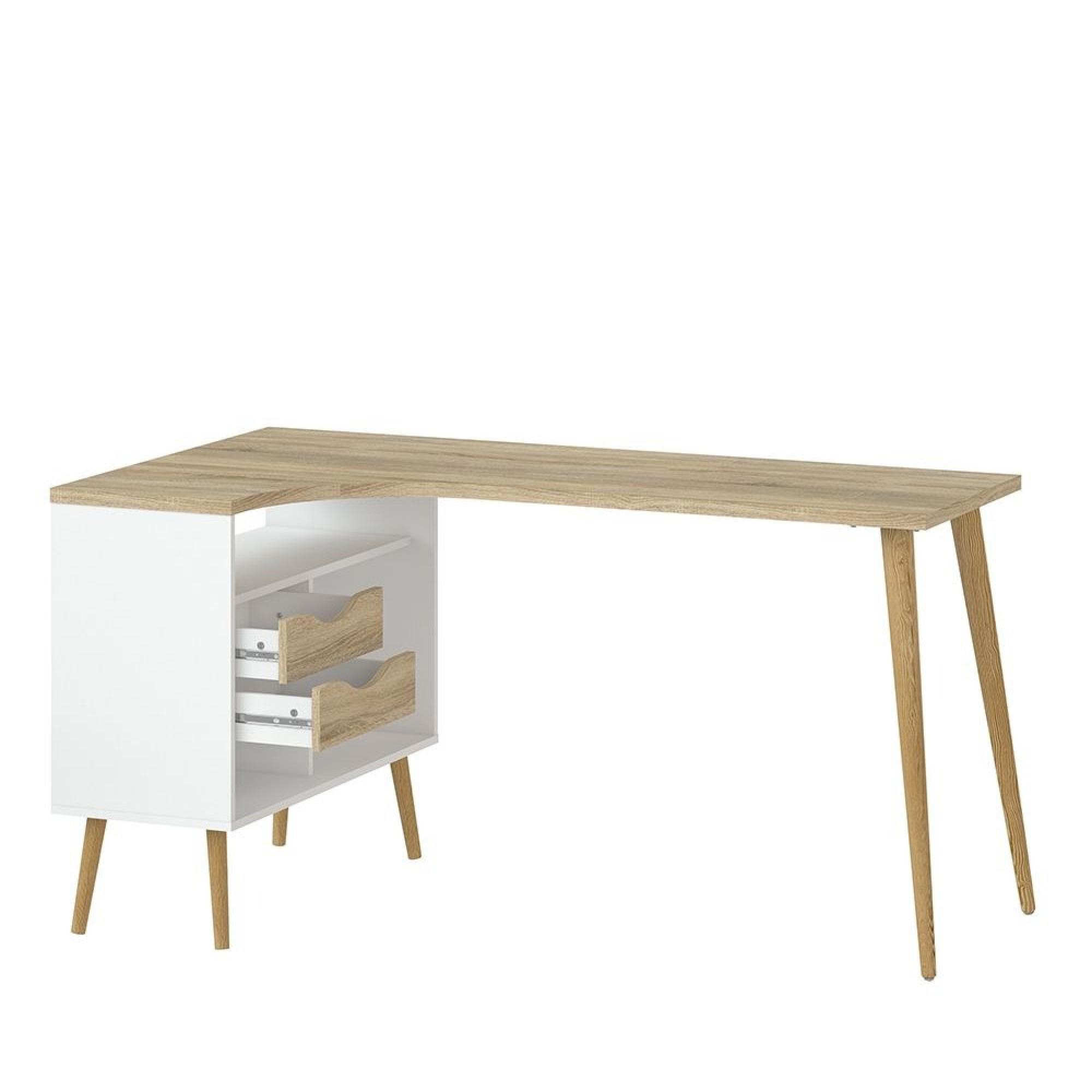 Oslo Desk - 2 Drawer - White and Oak