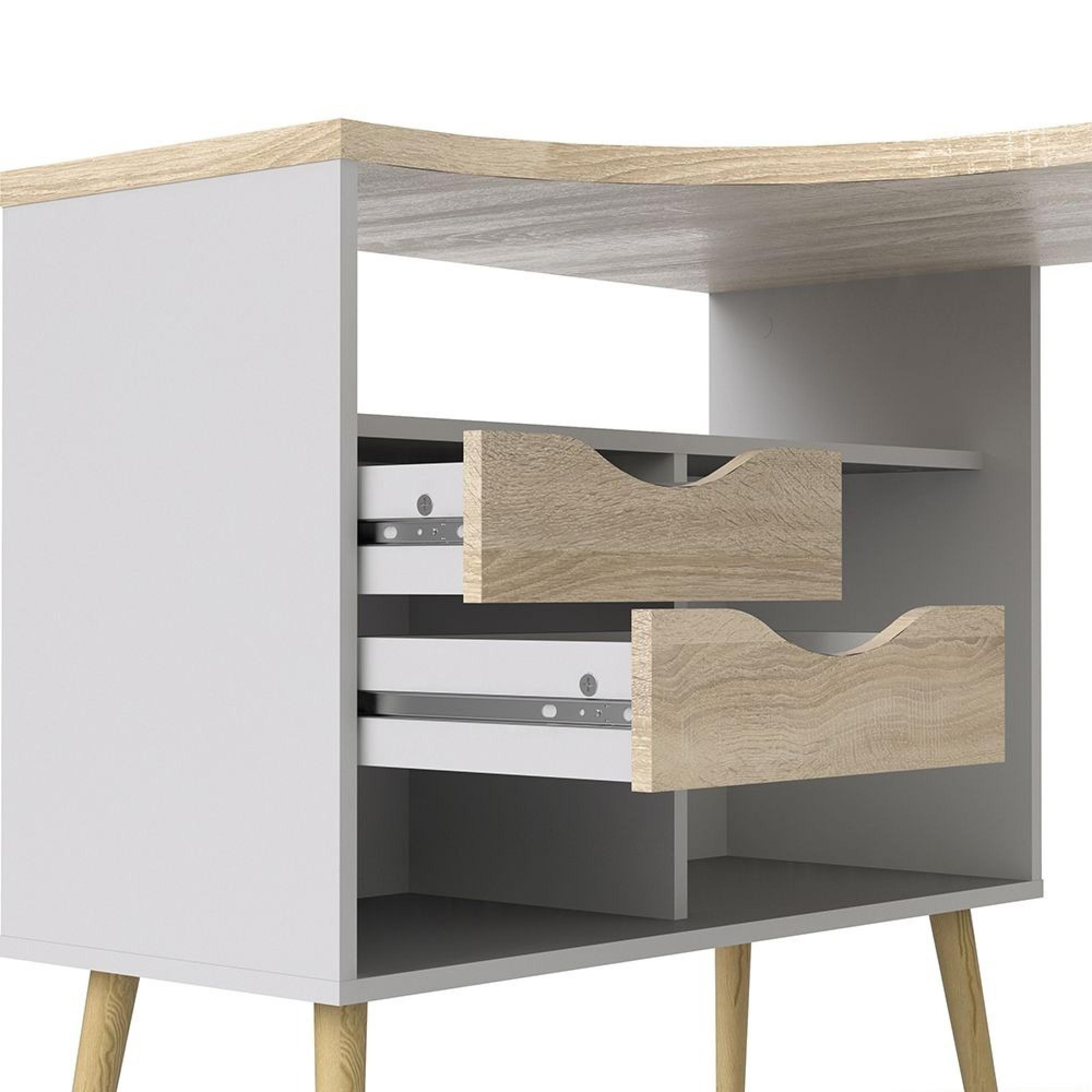 Oslo Desk - 2 Drawer - White and Oak
