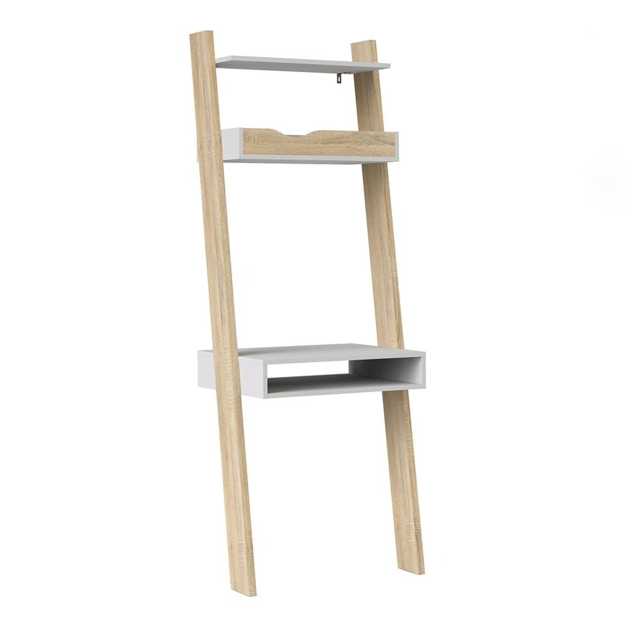 Oslo Desk - Leaning - White and Oak