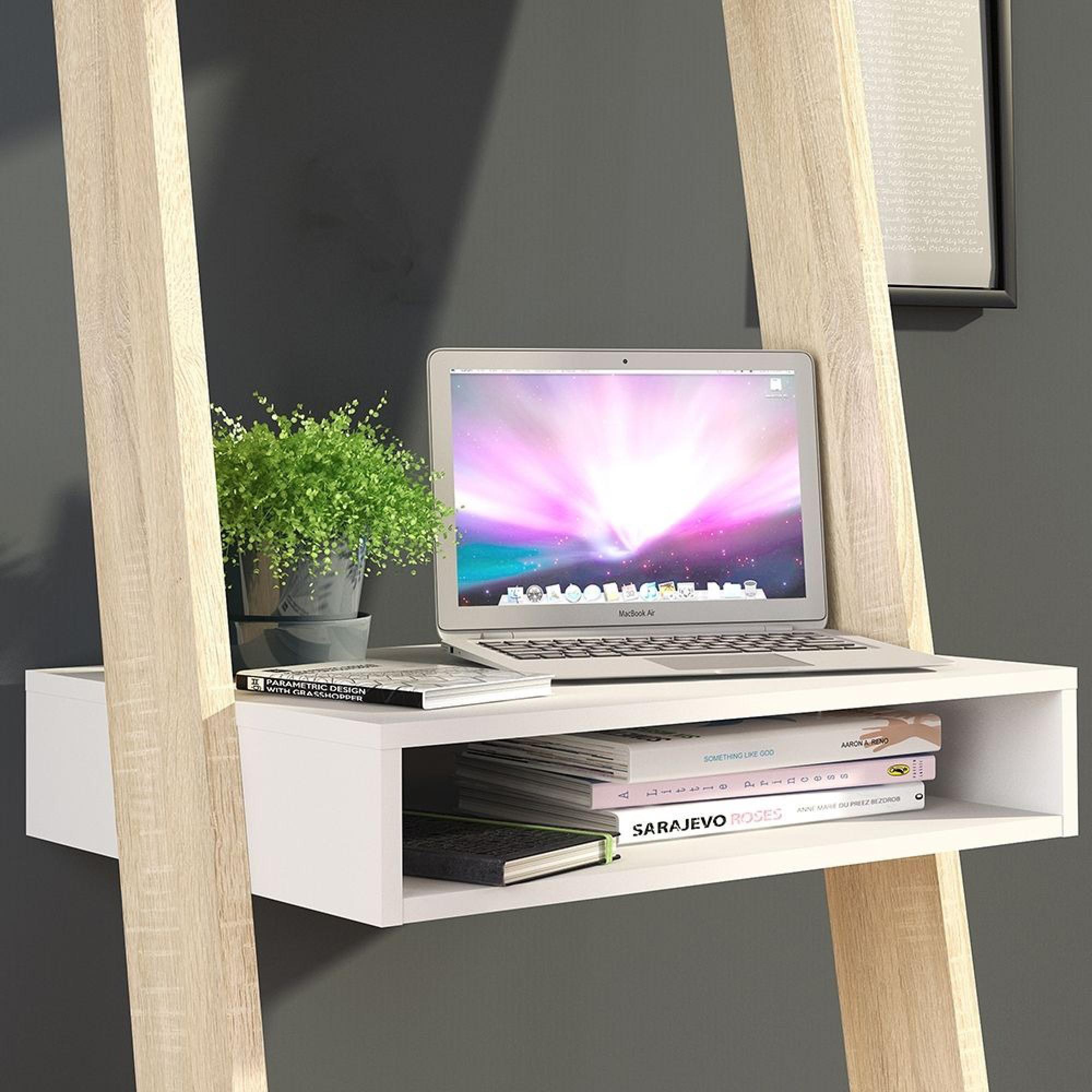 Oslo Desk - Leaning - White and Oak
