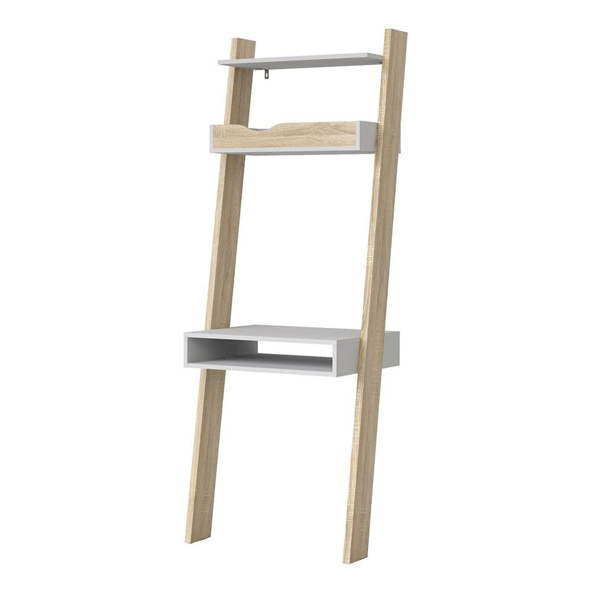 Oslo Desk - Leaning - White and Oak