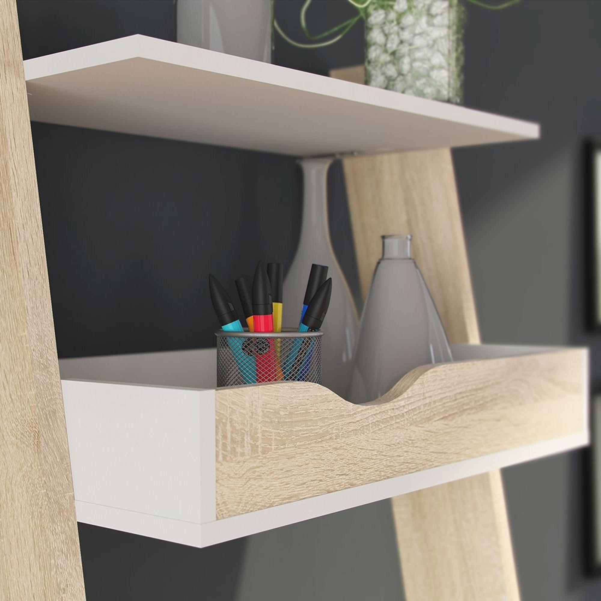 Oslo Desk - Leaning - White and Oak