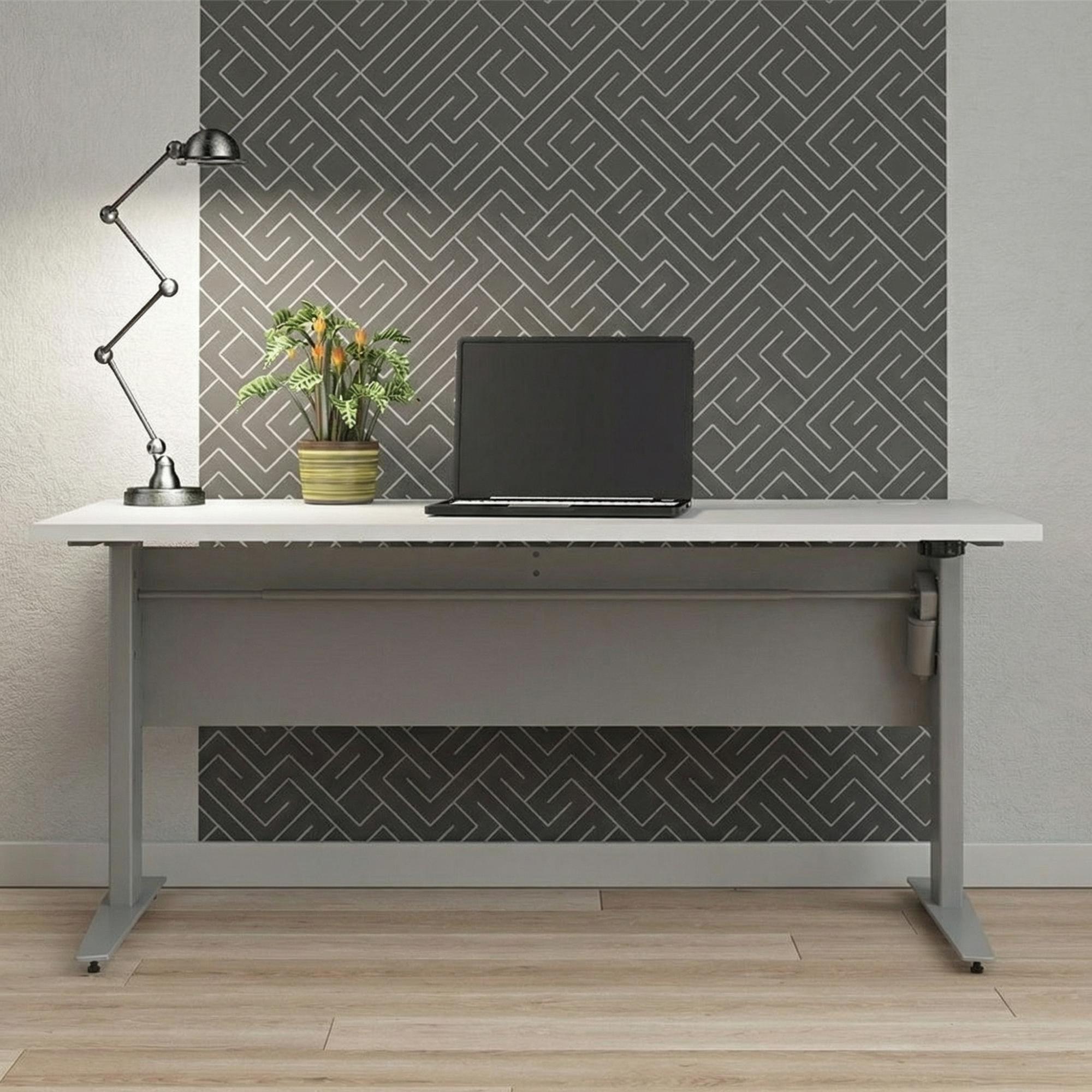 Prima Desk - Electric Control - White and Grey