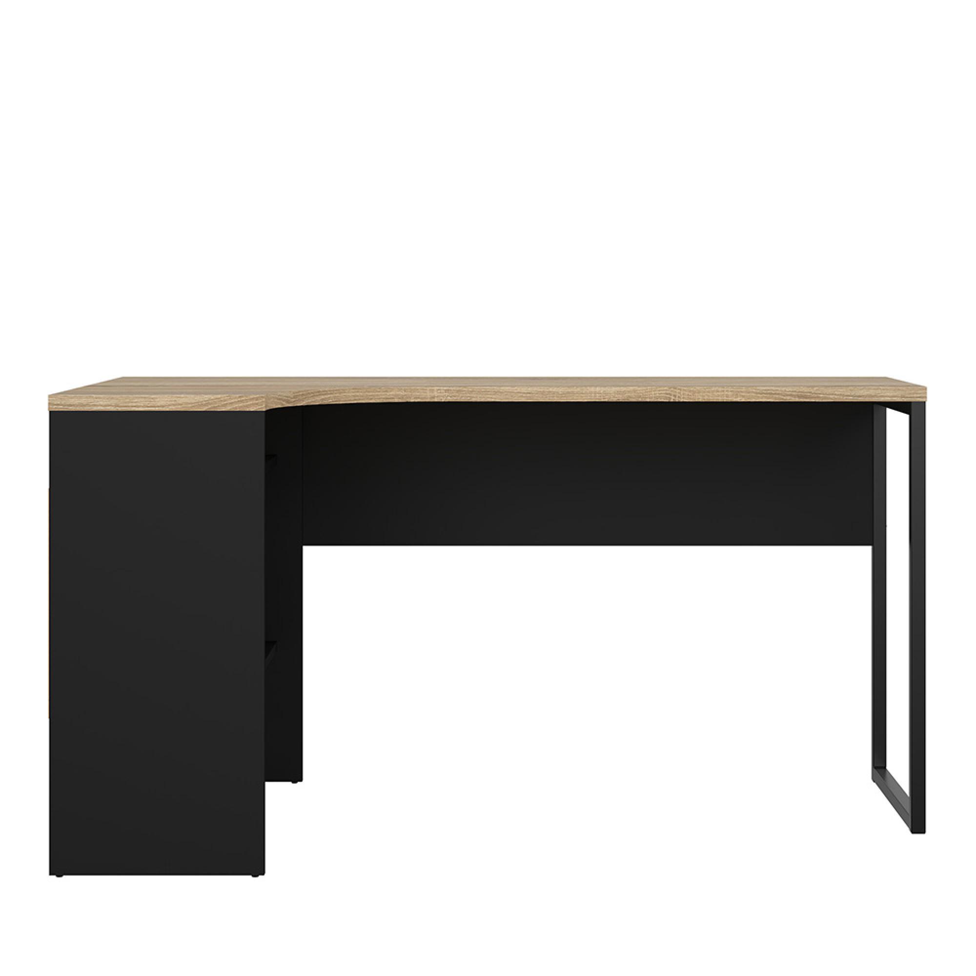 Function Plus Corner Desk - 2 Drawer - Black and Oak