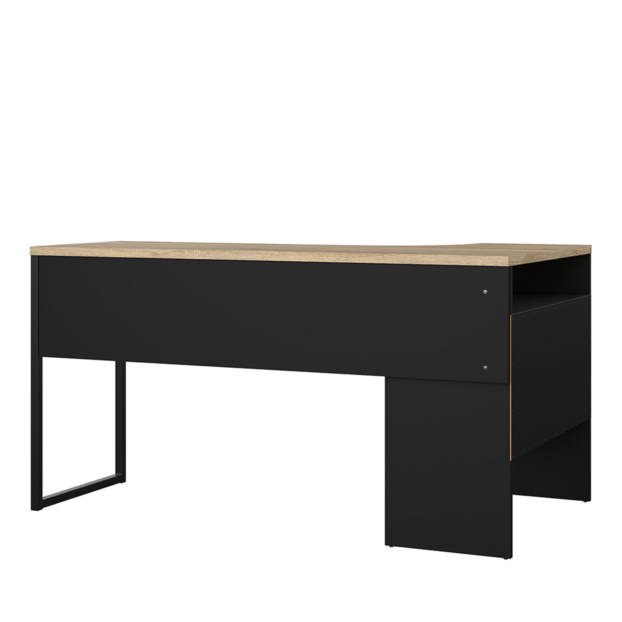 Function Plus Corner Desk - 2 Drawer - Black and Oak