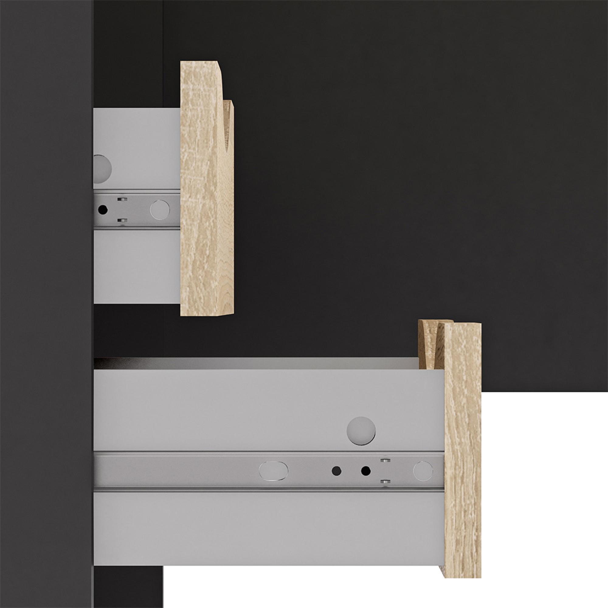 Function Plus Corner Desk - 2 Drawer - Black and Oak