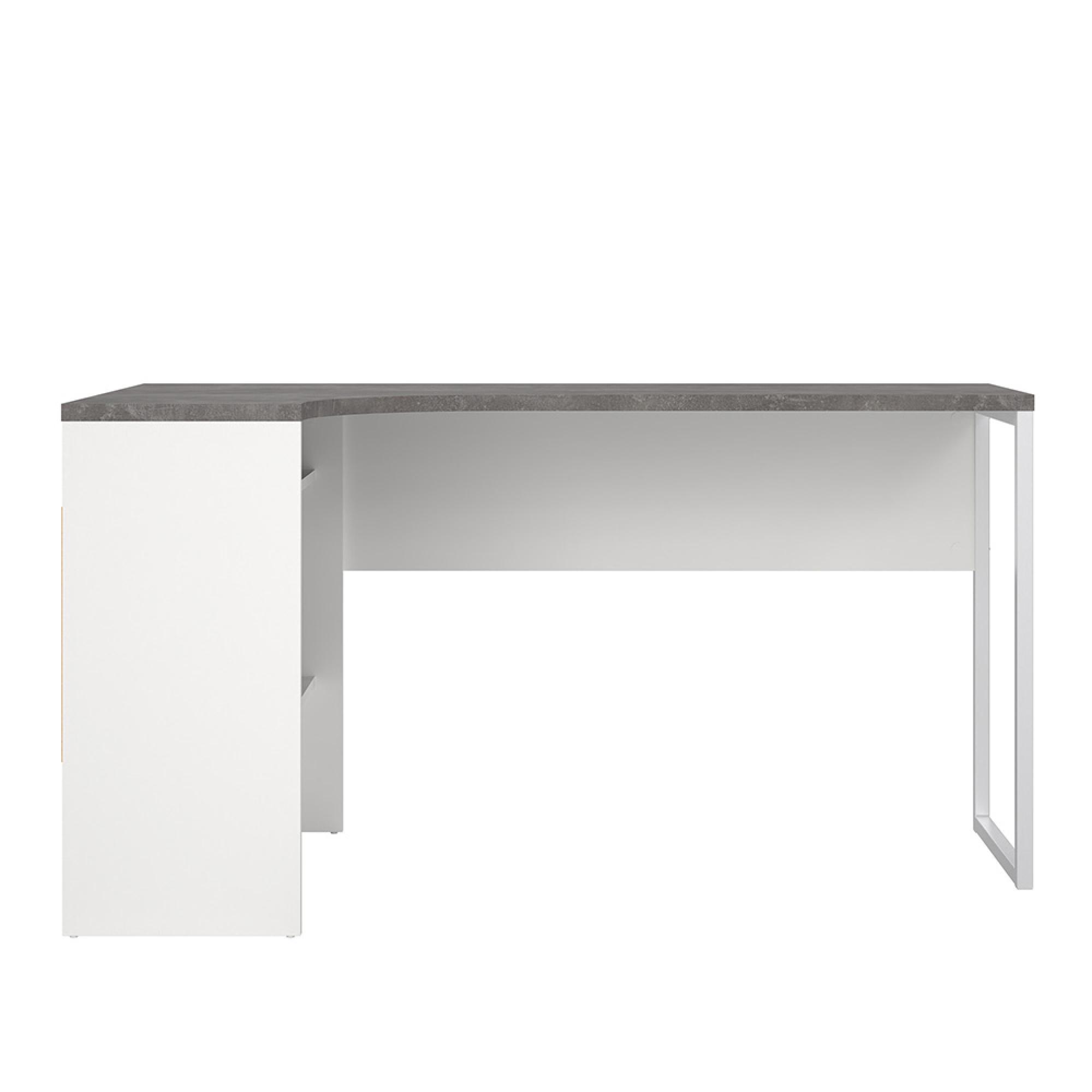 Function Plus Corner Desk - 2 Drawer - White and Grey