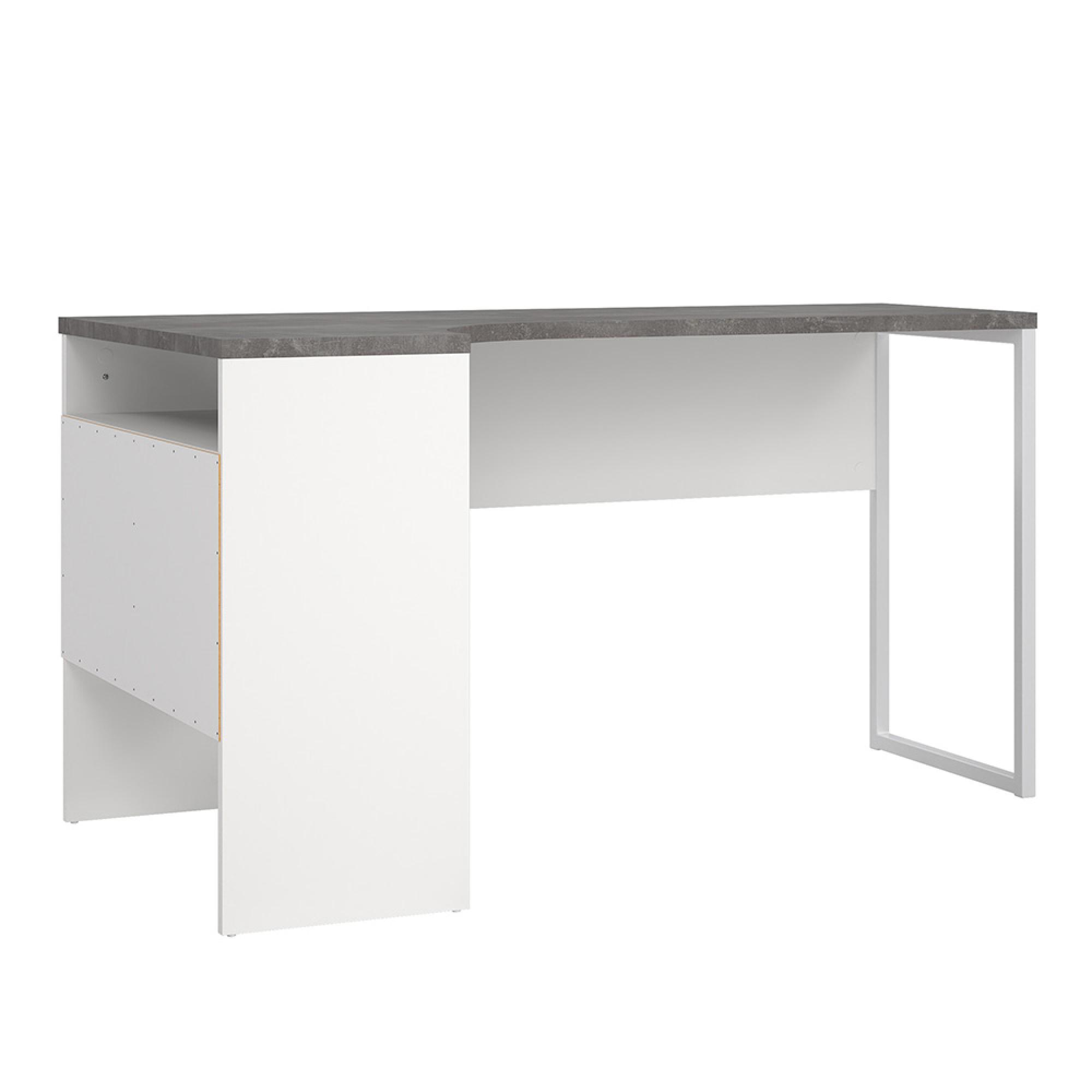 Function Plus Corner Desk - 2 Drawer - White and Grey