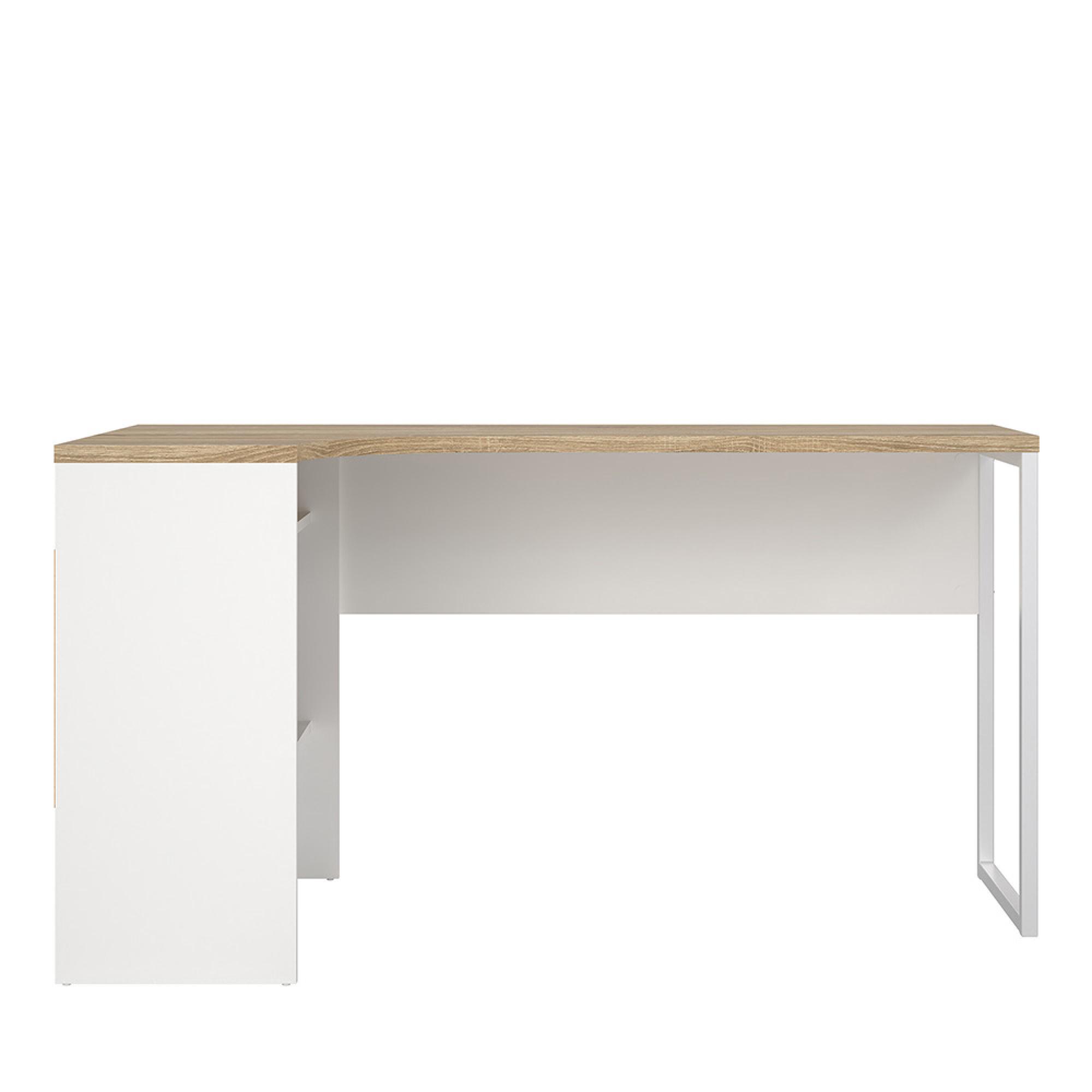 Function Plus Corner Desk - 2 Drawer - White and Oak