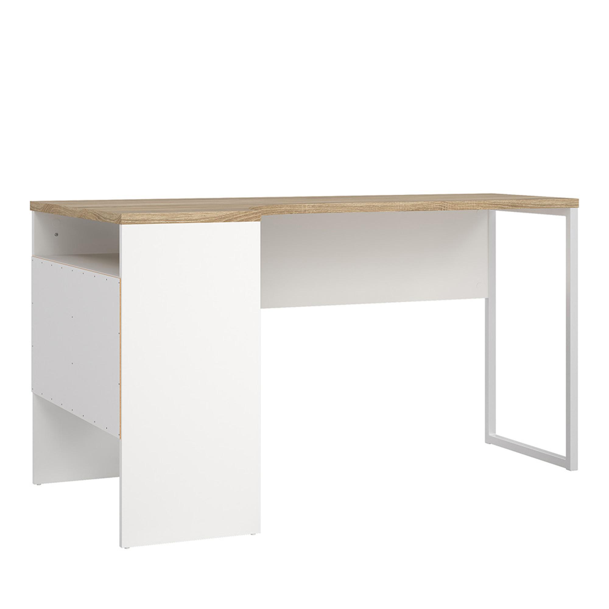 Function Plus Corner Desk - 2 Drawer - White and Oak