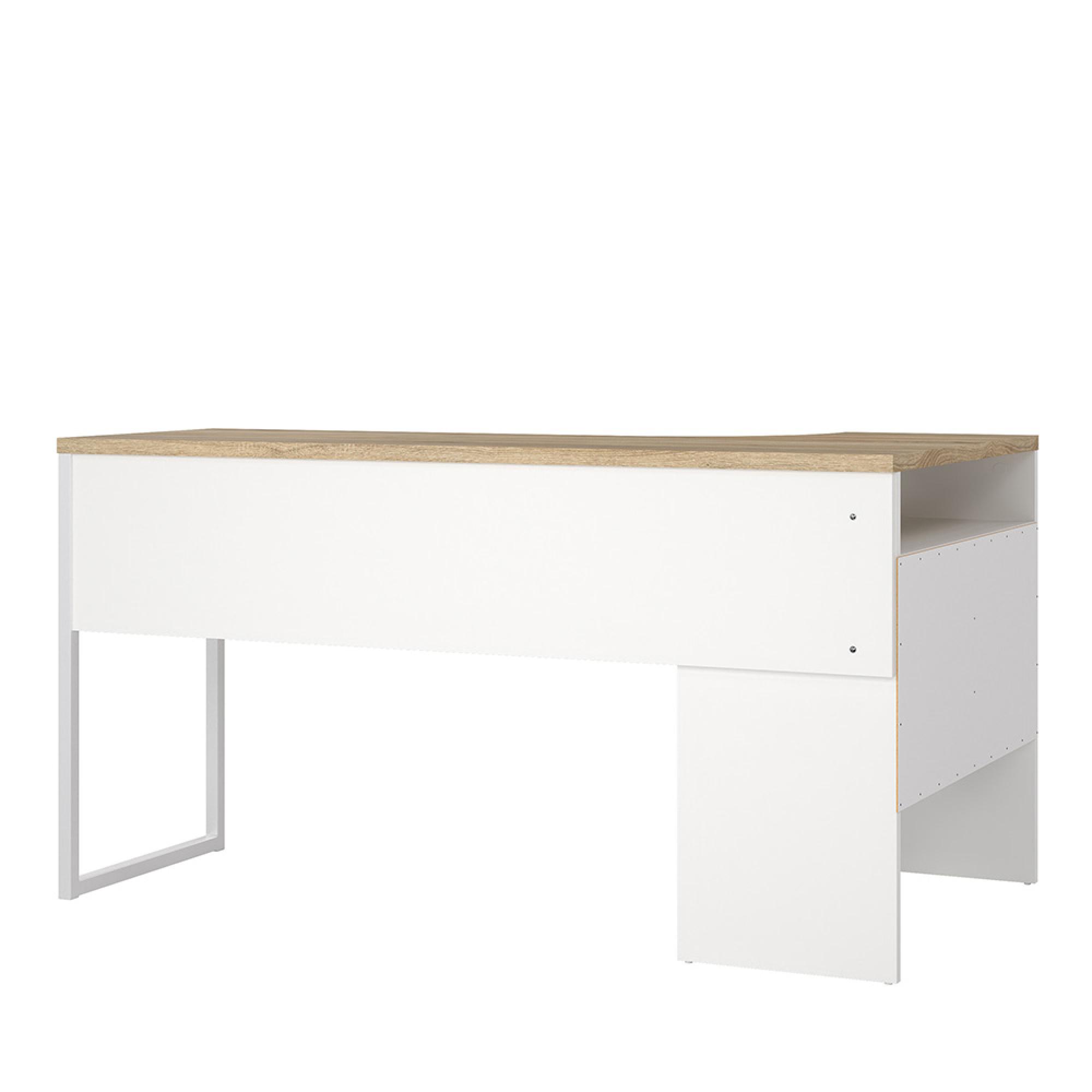 Function Plus Corner Desk - 2 Drawer - White and Oak
