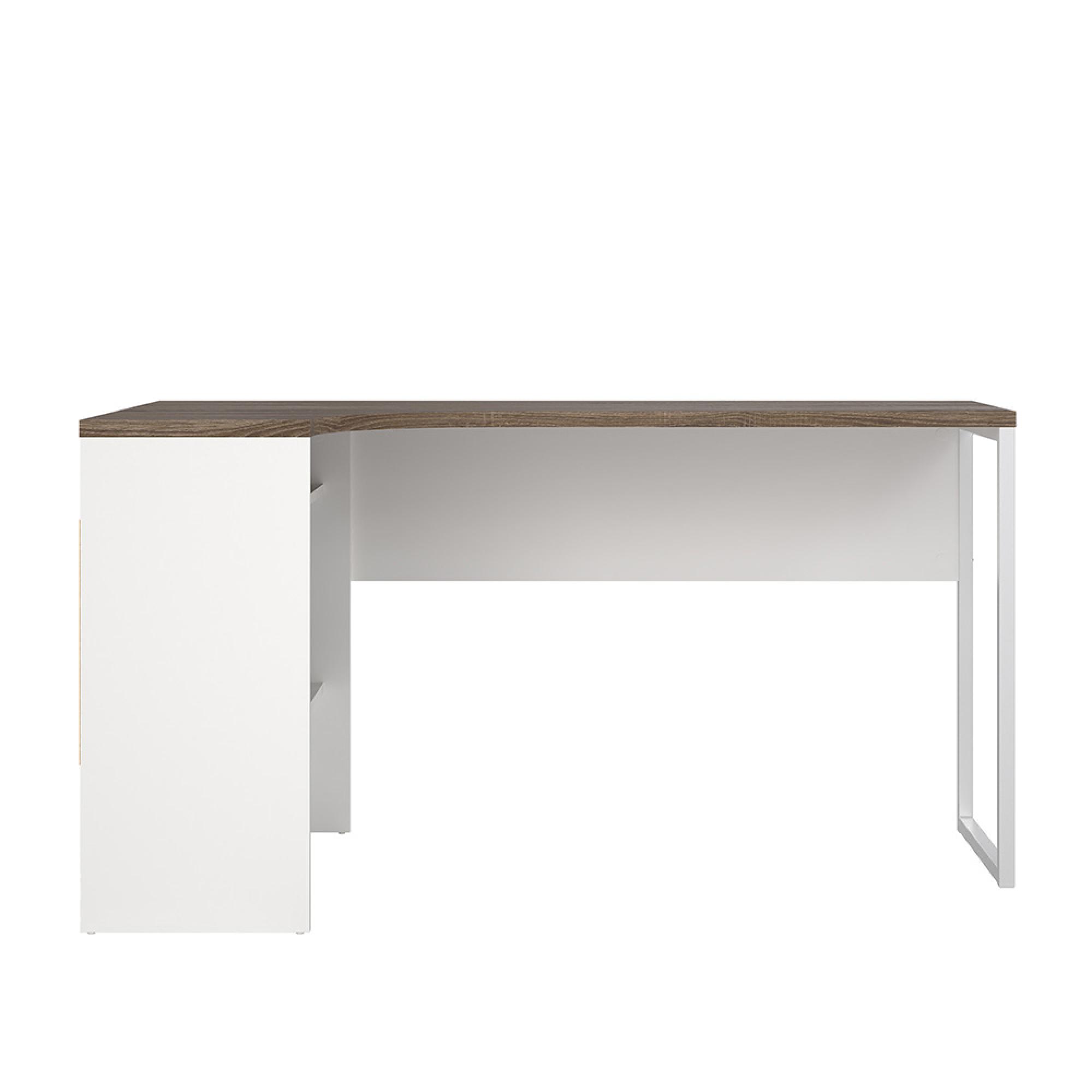 Function Plus Corner Desk - 2 Drawer - White and Truffle Oak