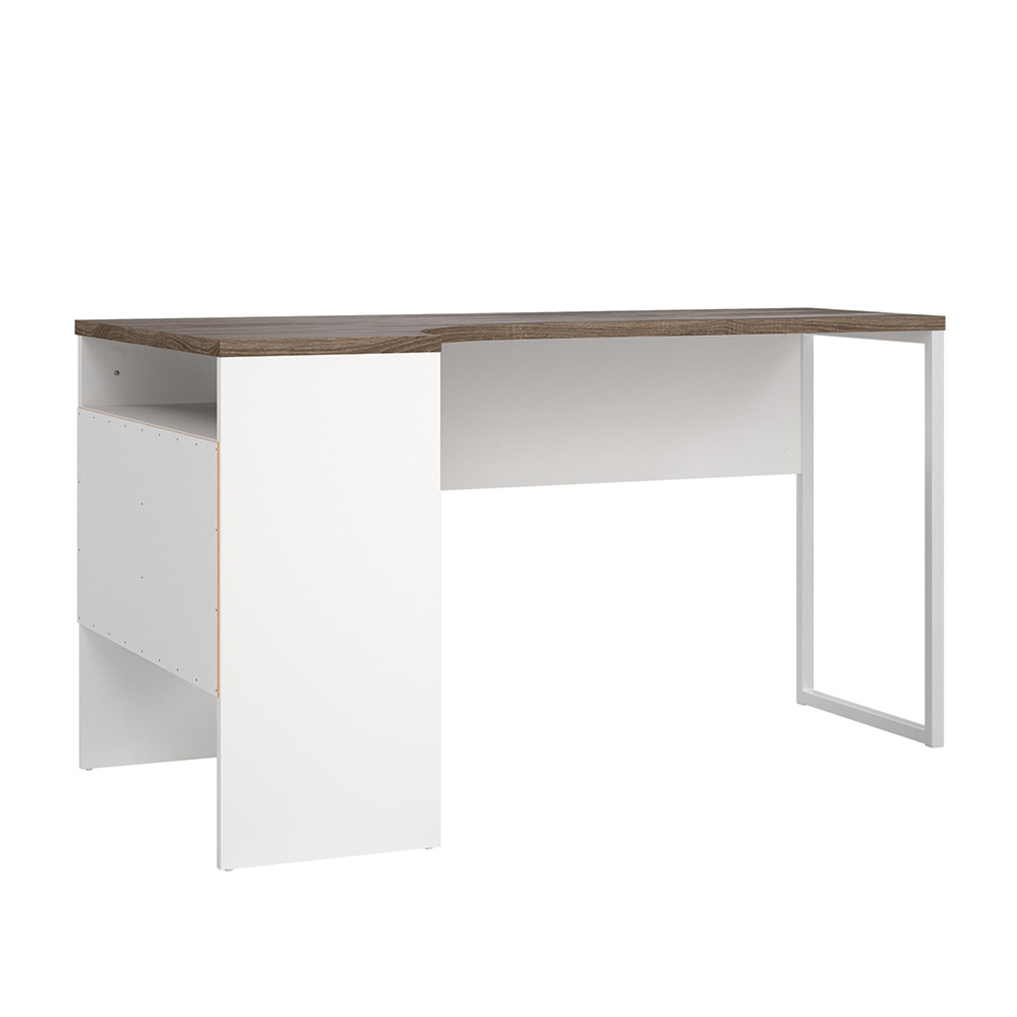 Function Plus Corner Desk - 2 Drawer - White and Truffle Oak