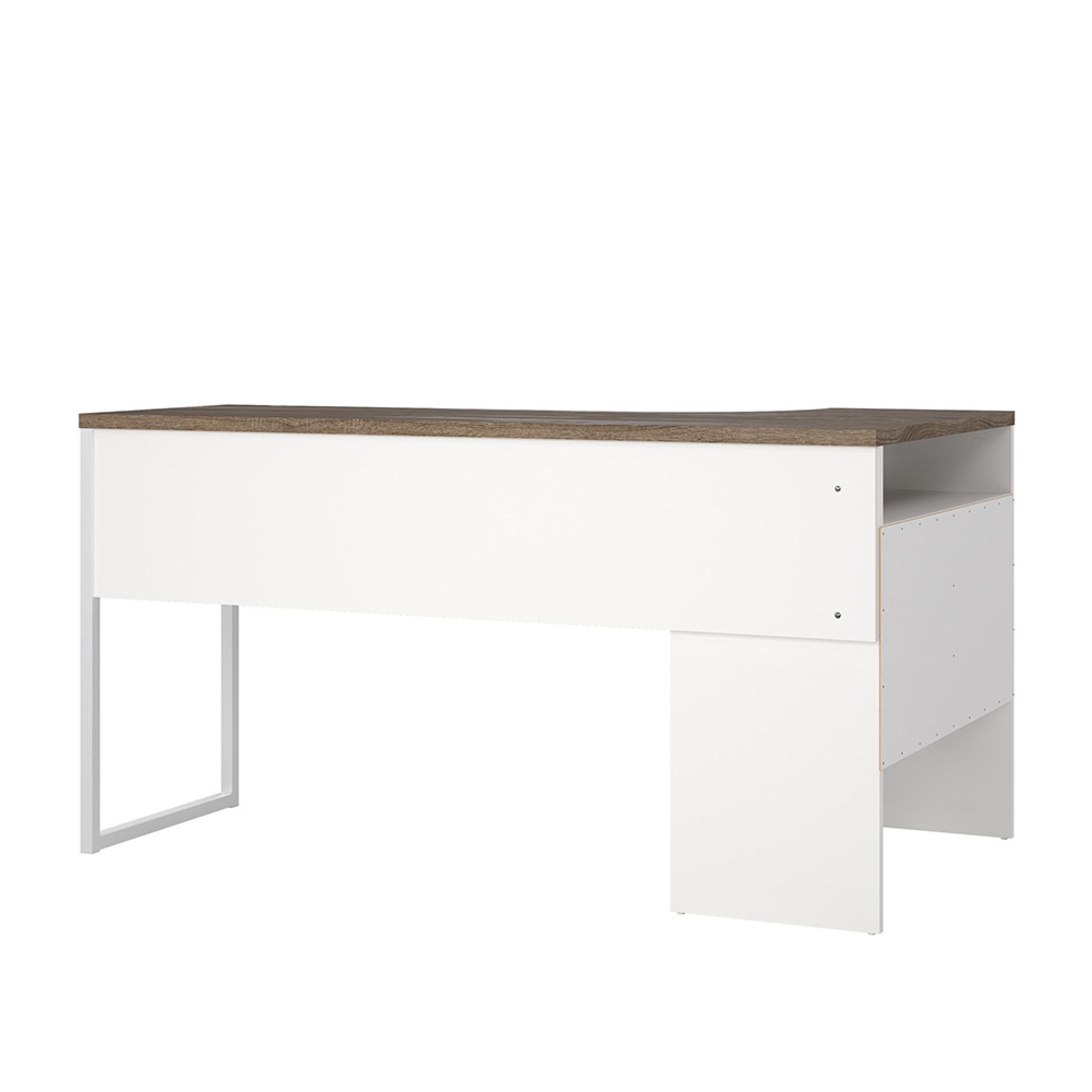 Function Plus Corner Desk - 2 Drawer - White and Truffle Oak