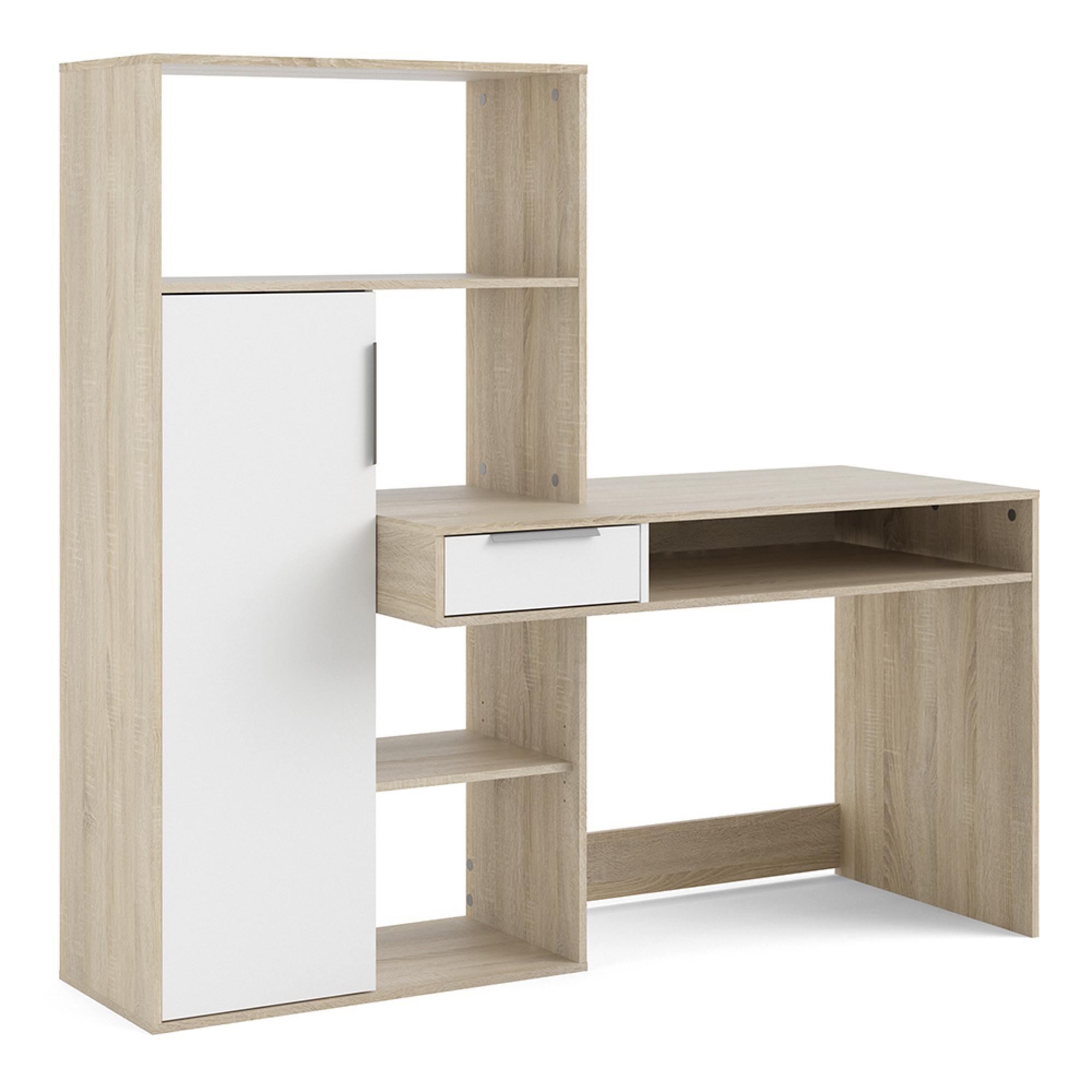 Function Plus Desk - 1 Door - 1 Drawer - Multi-Functional - White
