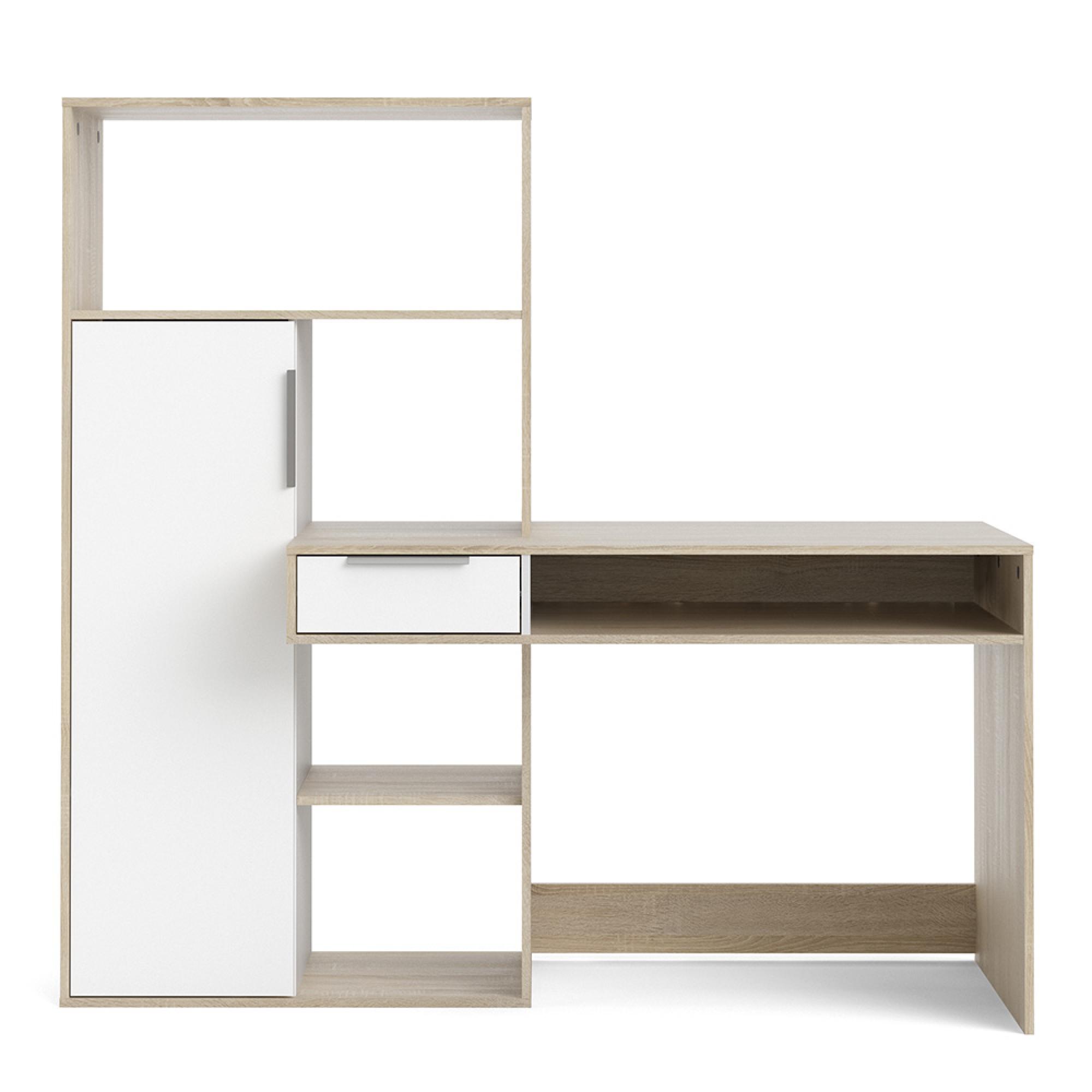 Function Plus Desk - 1 Door - 1 Drawer - Multi-Functional - White
