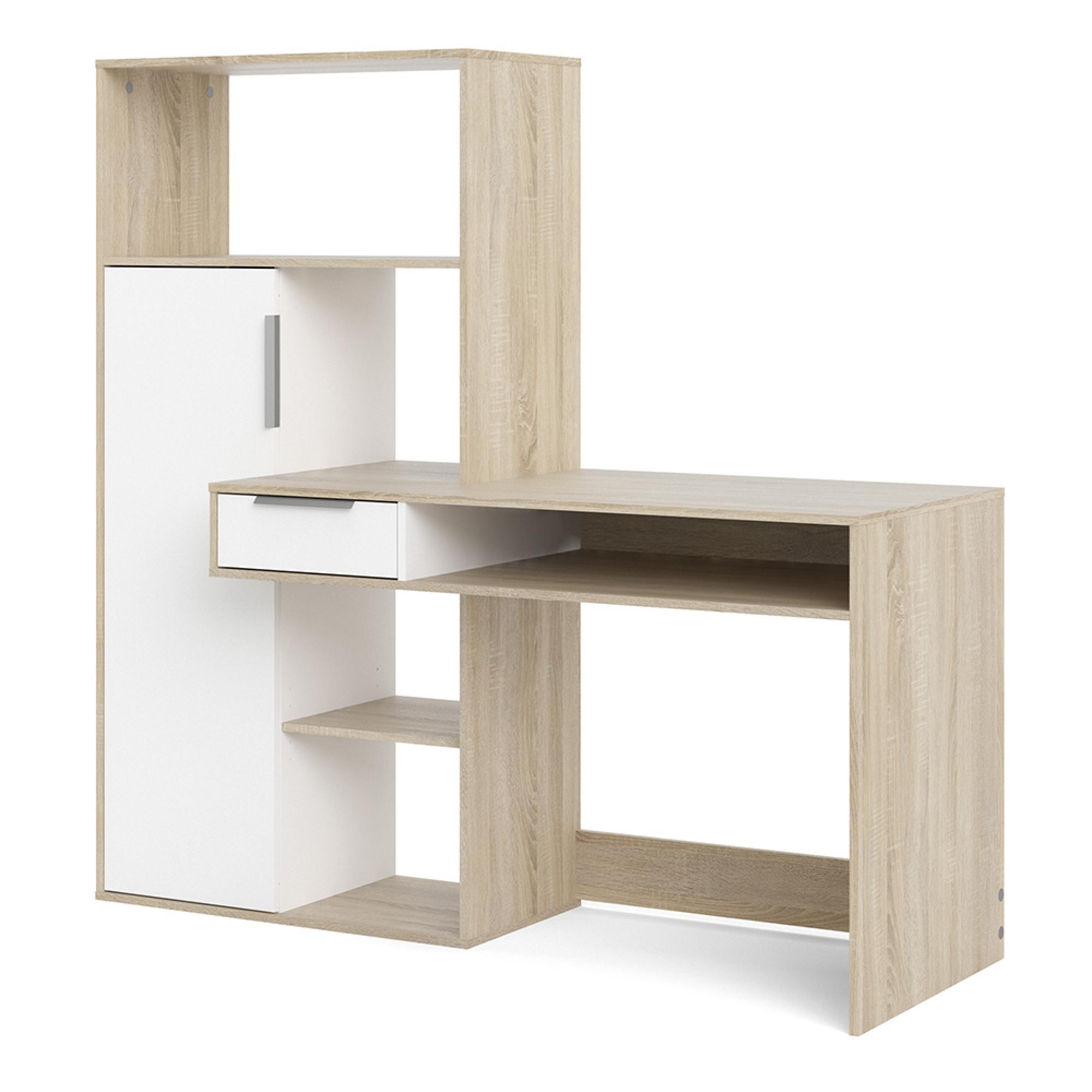 Function Plus Desk - 1 Door - 1 Drawer - Multi-Functional - White